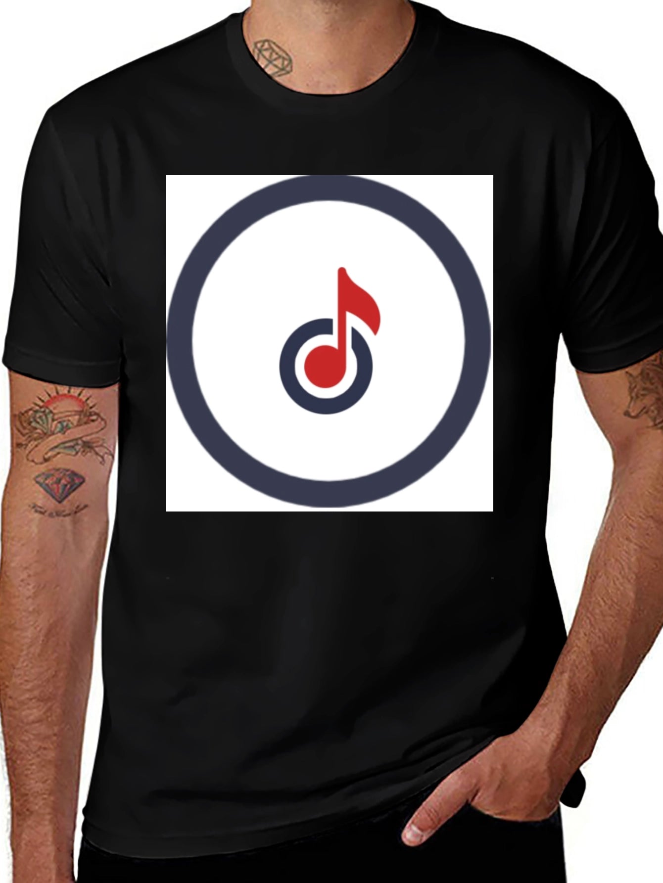 Modern Music Note Graphic Tee - Stylish Black T-Shirt