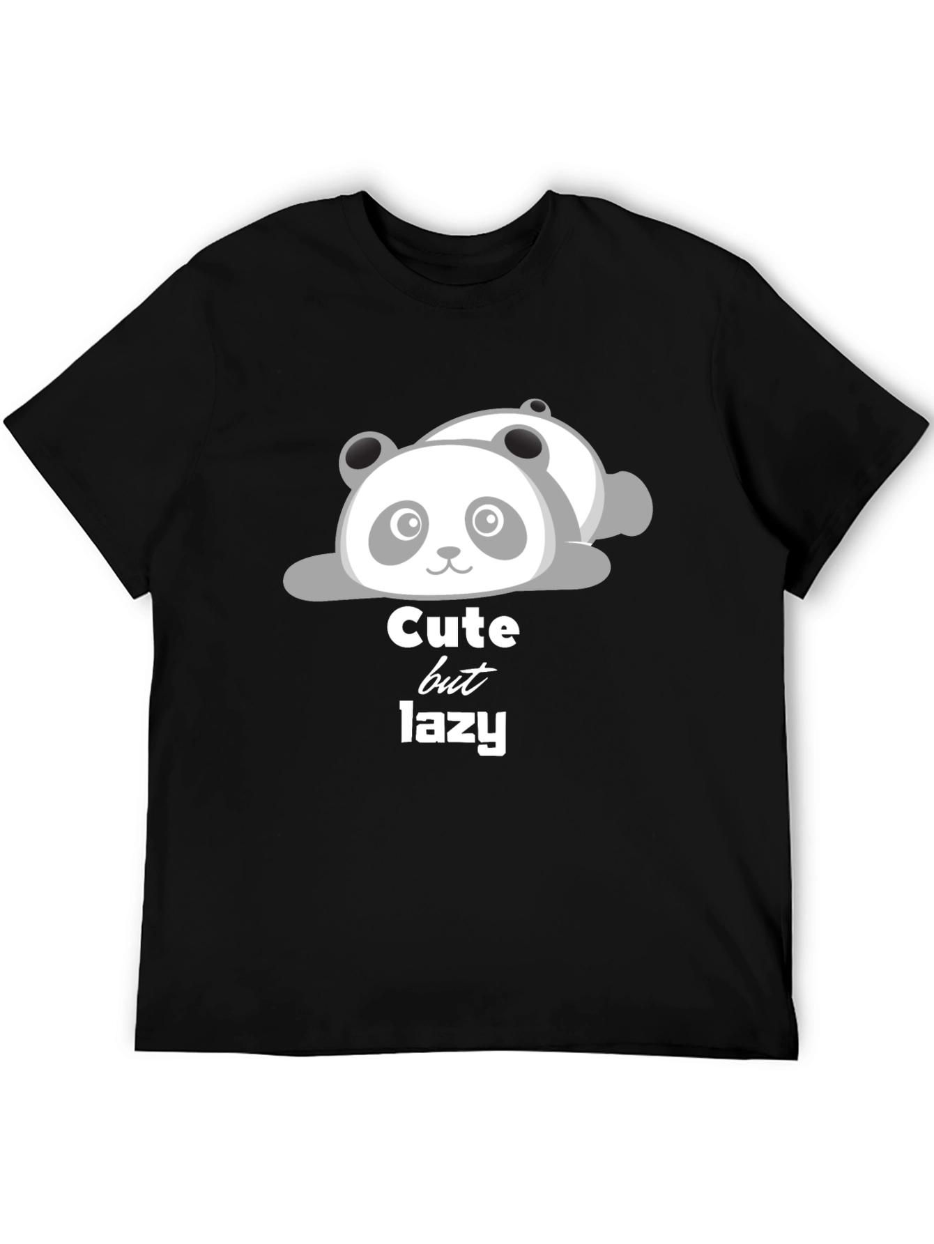 Cute But Lazy Panda T-Shirt - Black Cotton Tee