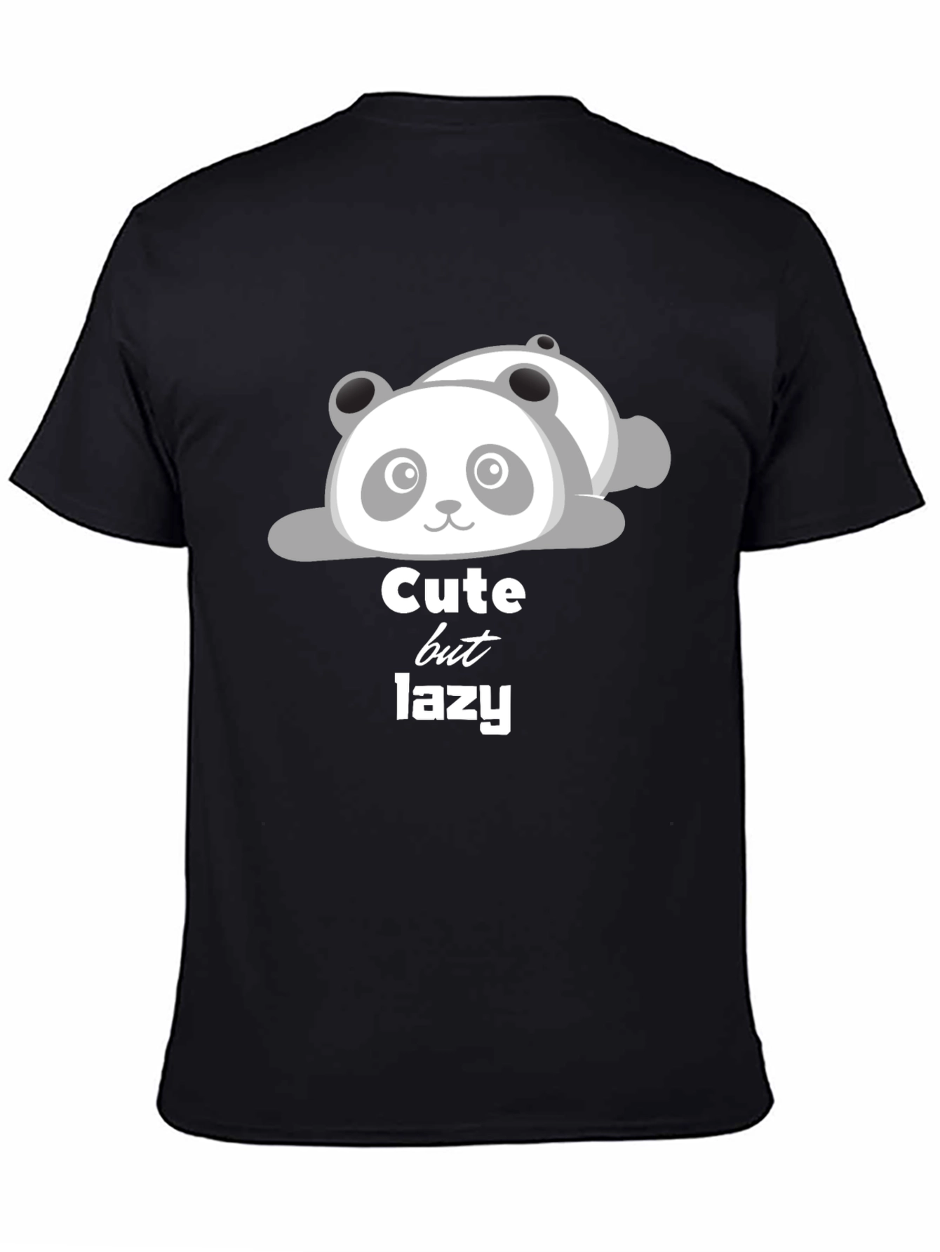 Cute But Lazy Panda T-Shirt - Black Cotton Tee