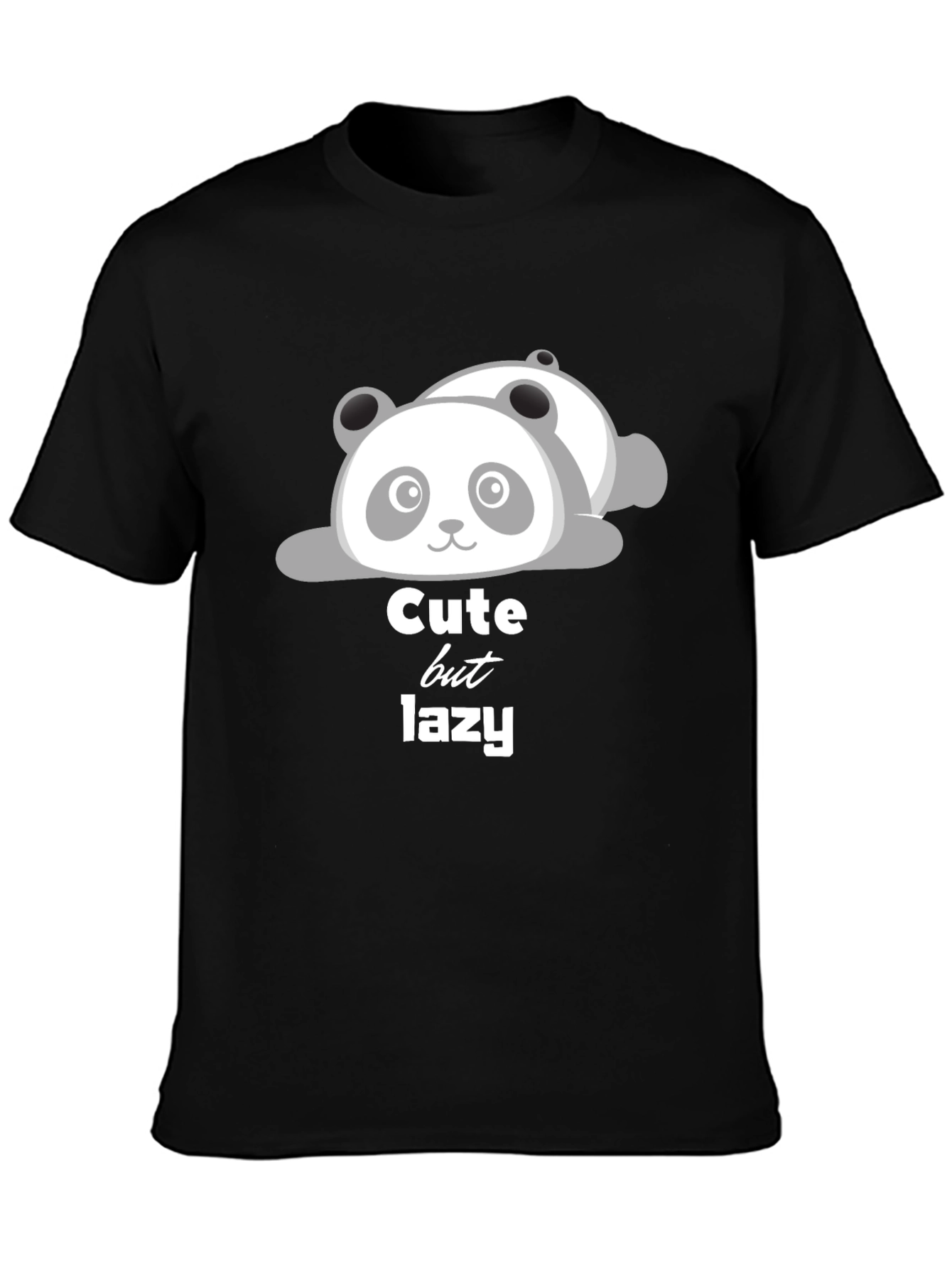 Cute But Lazy Panda T-Shirt - Black Cotton Tee