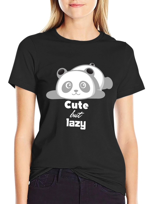 Cute But Lazy Panda T-Shirt - Black Cotton Tee