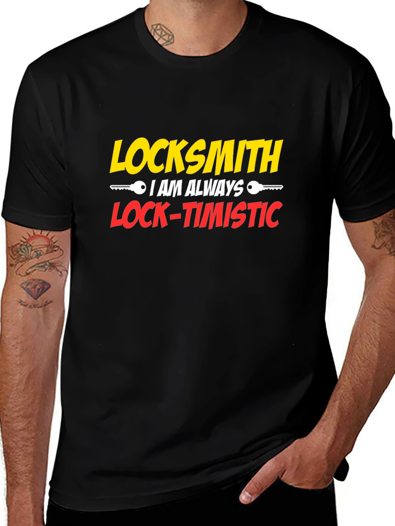 Locksmith Lock-Timistic Black Graphic T-Shirt