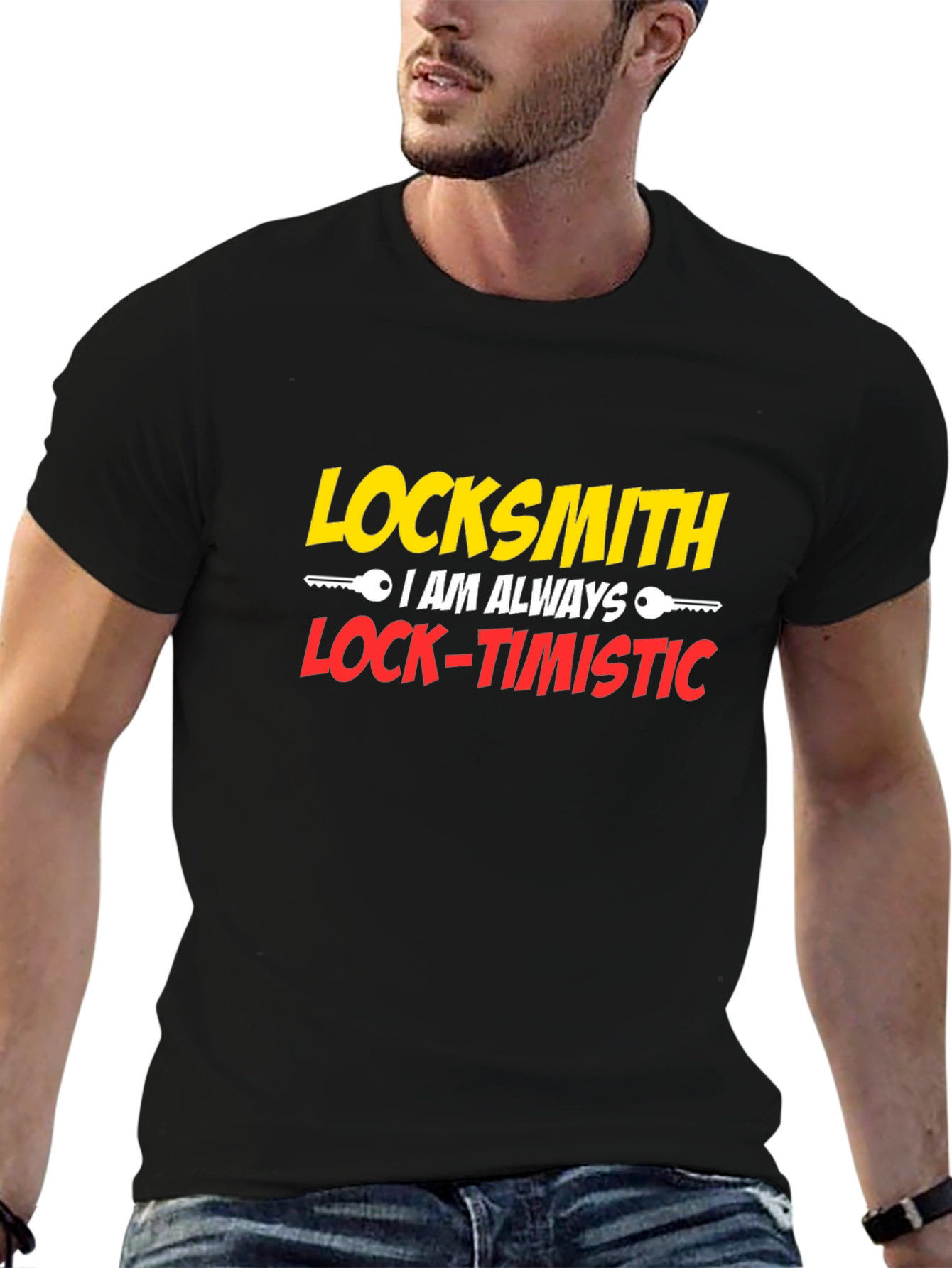 Locksmith Lock-Timistic Black Graphic T-Shirt