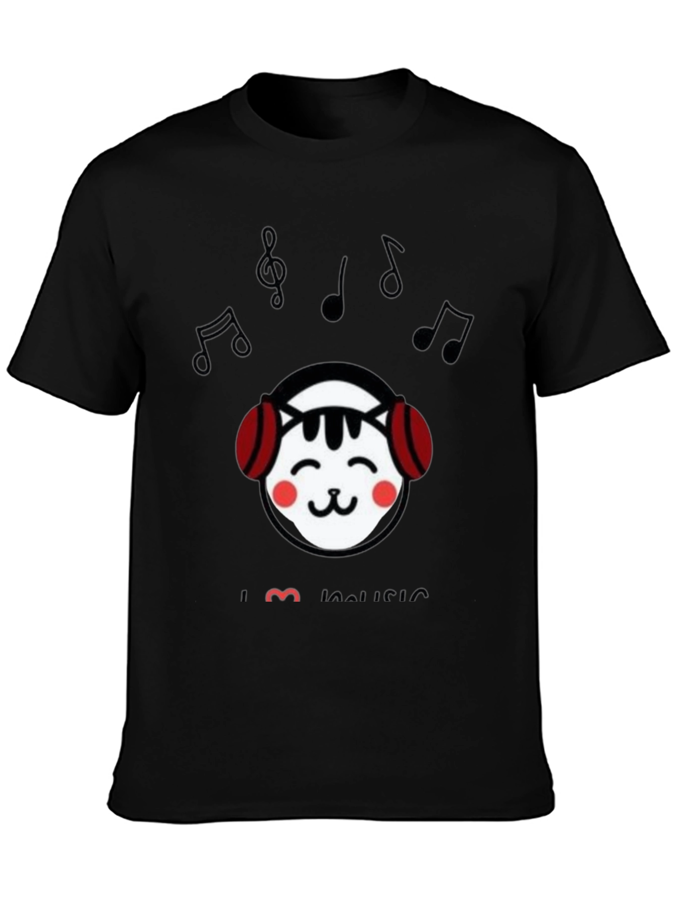 I Love Music Cat Graphic T-Shirt