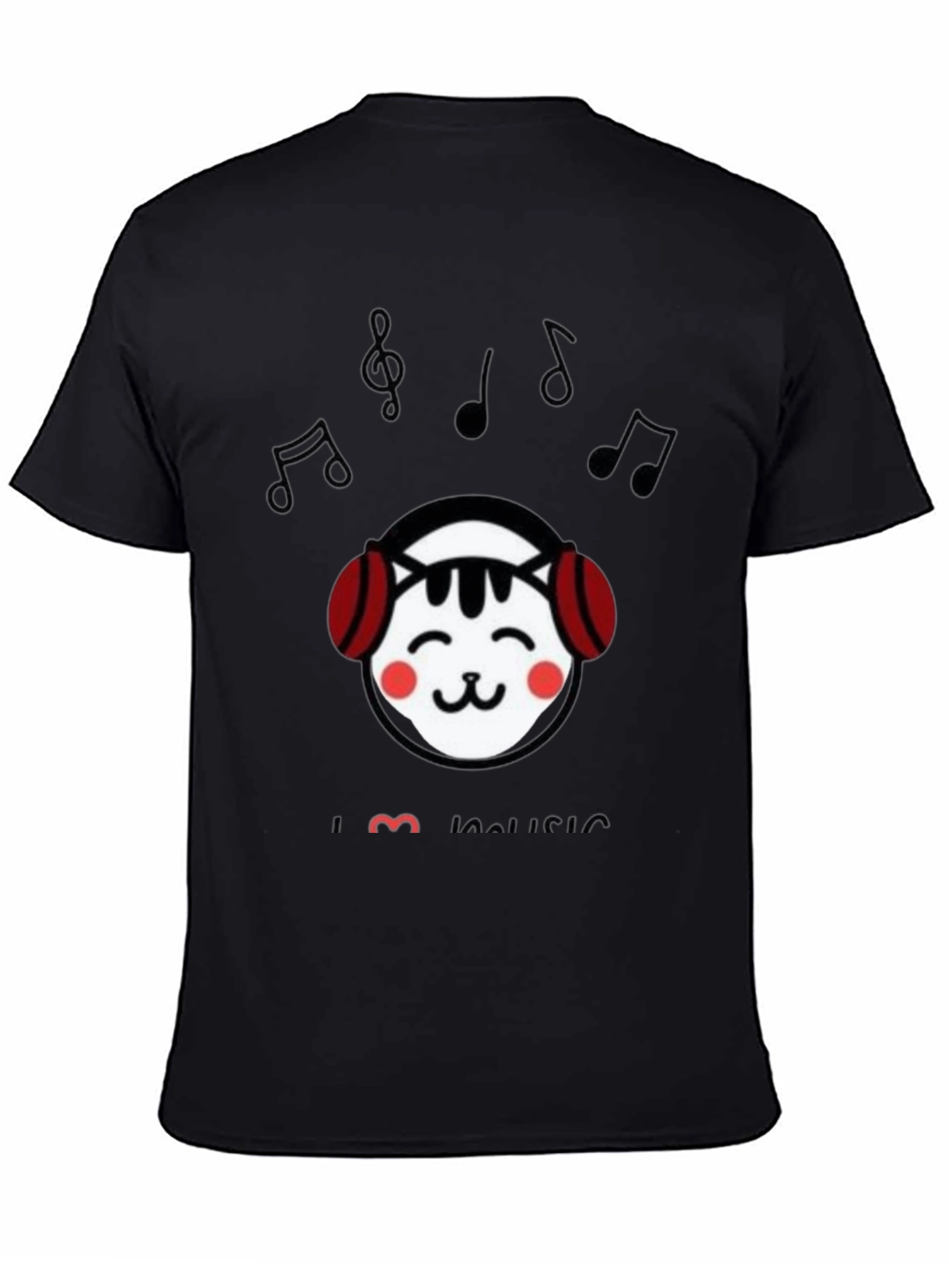 I Love Music Cat Graphic T-Shirt