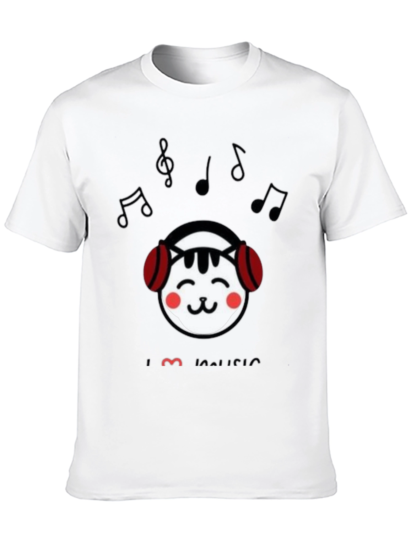 I Love Music Cat Graphic T-Shirt