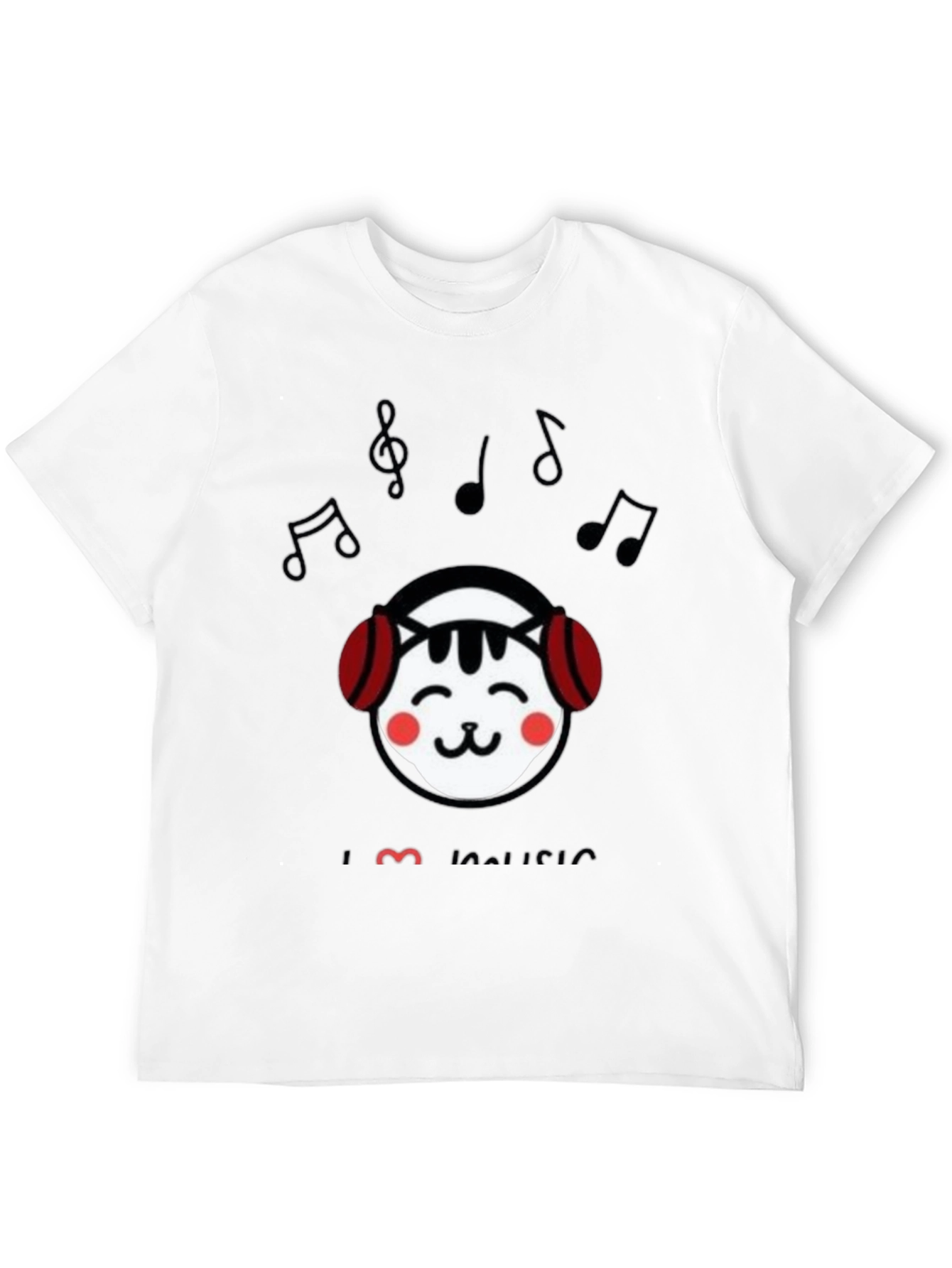 I Love Music Cat Graphic T-Shirt