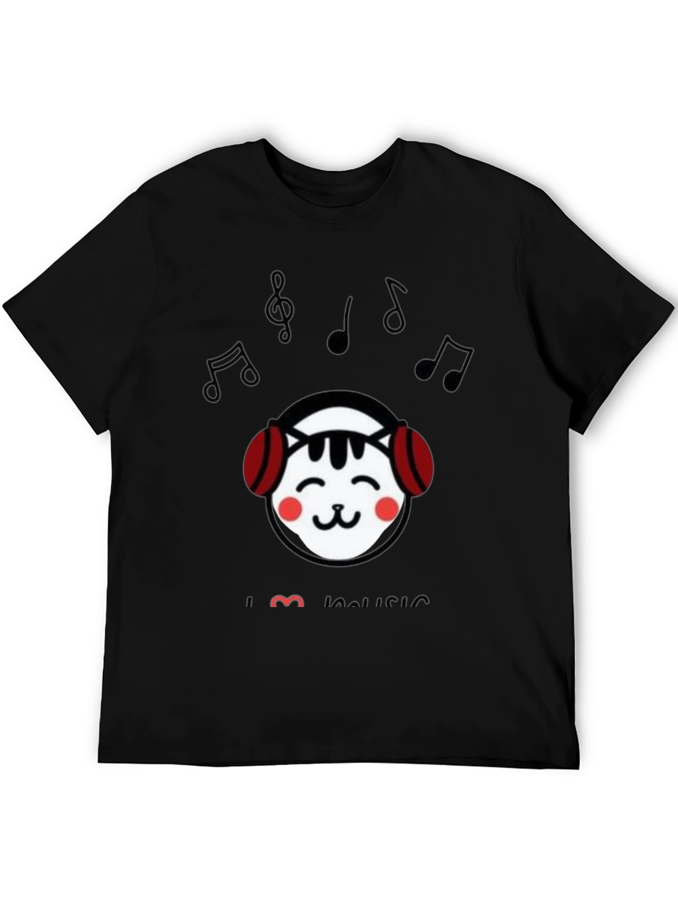 I Love Music Cat Graphic T-Shirt