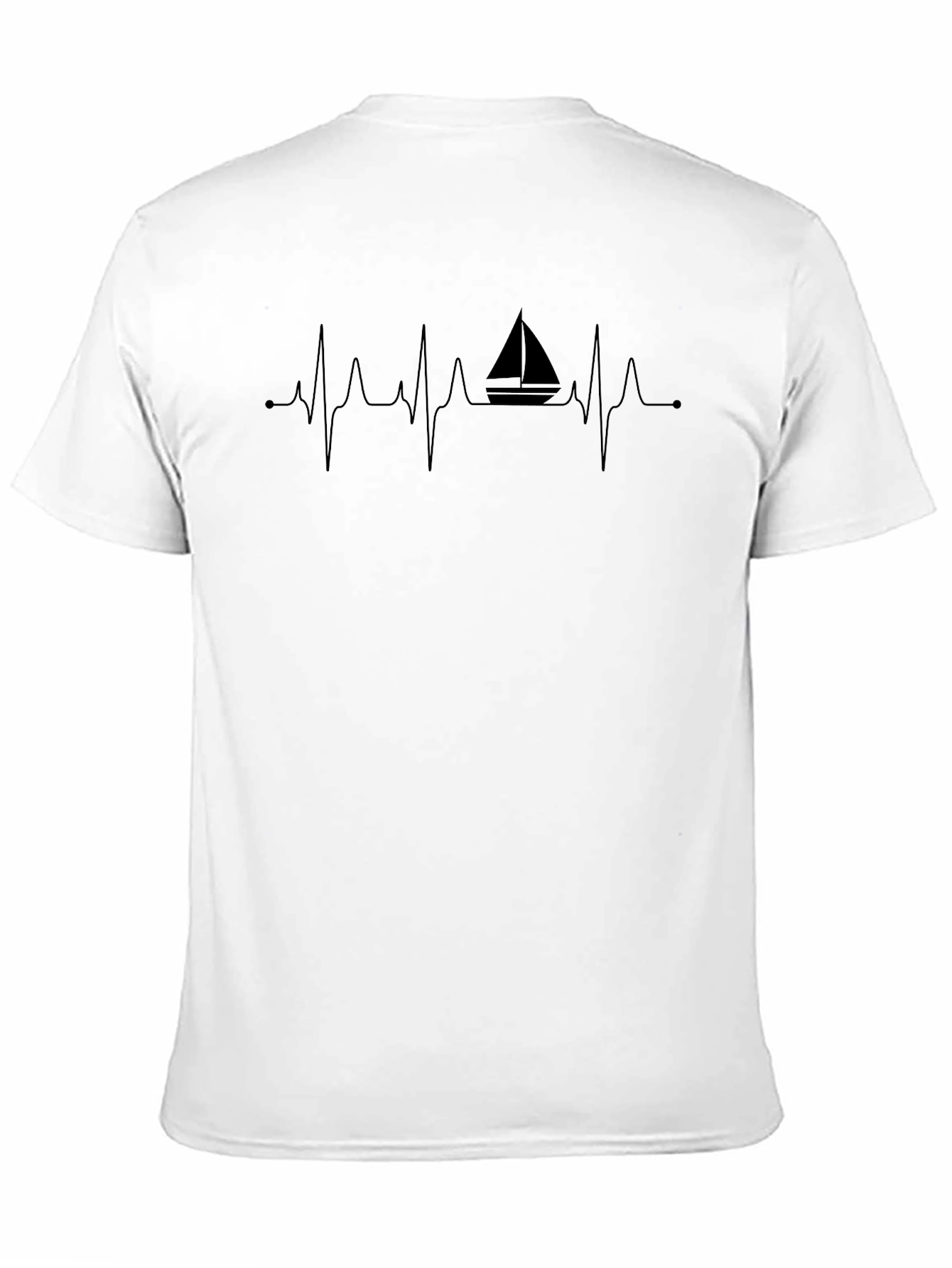Sailboat Heartbeat Mens Black T-Shirt