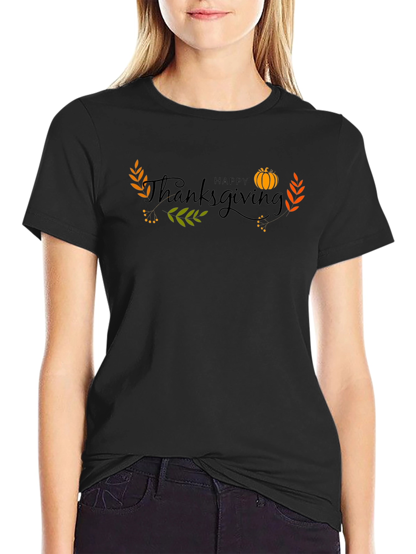 Happy Thanksgiving Black T-Shirt