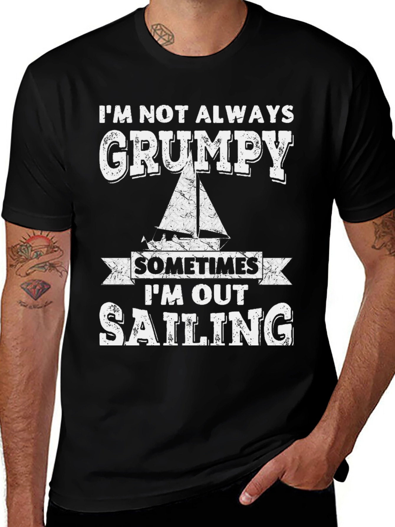 Grumpy Sailing T-Shirt - Mens Black Tee