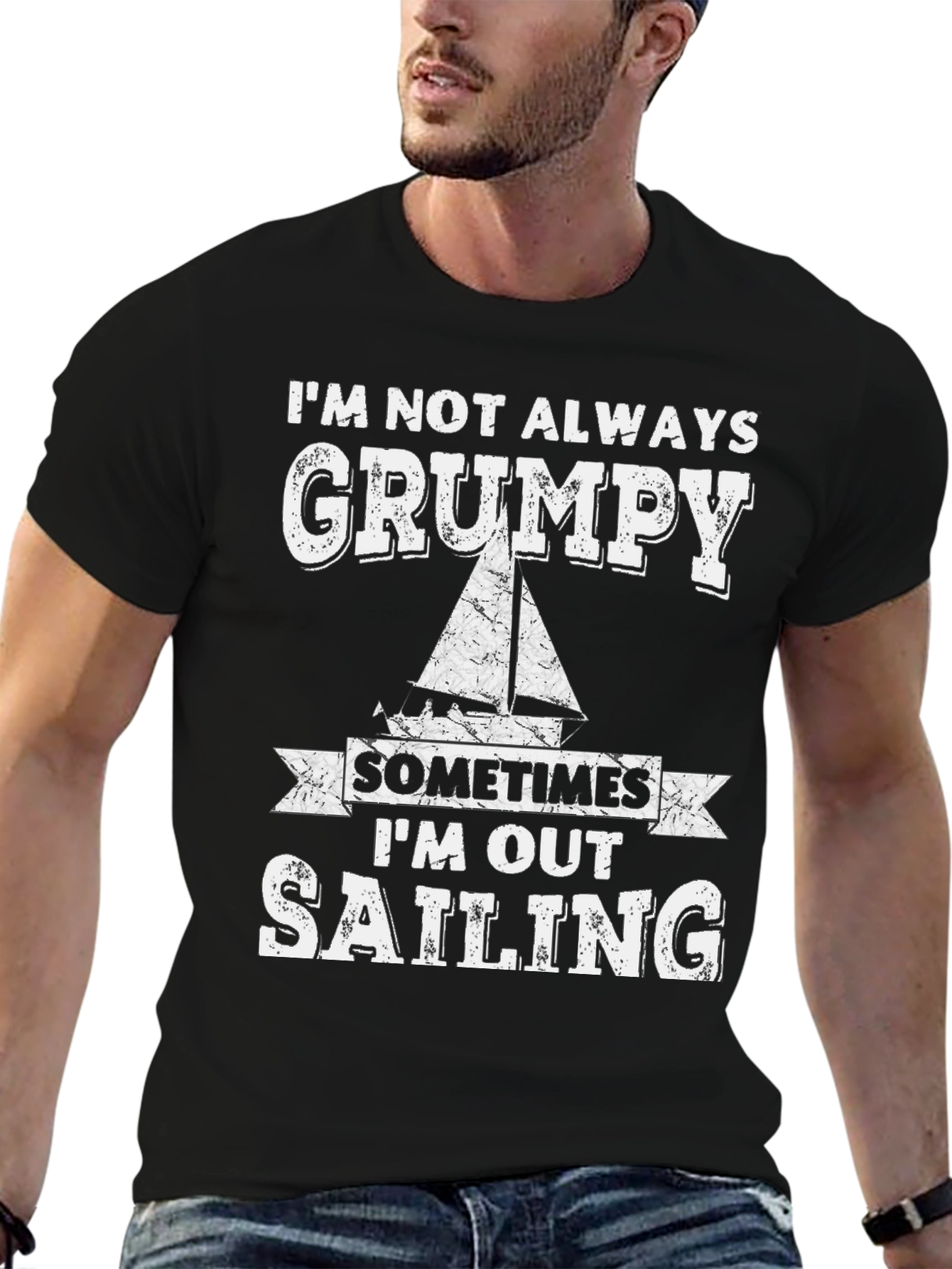 Grumpy Sailing T-Shirt - Mens Black Tee