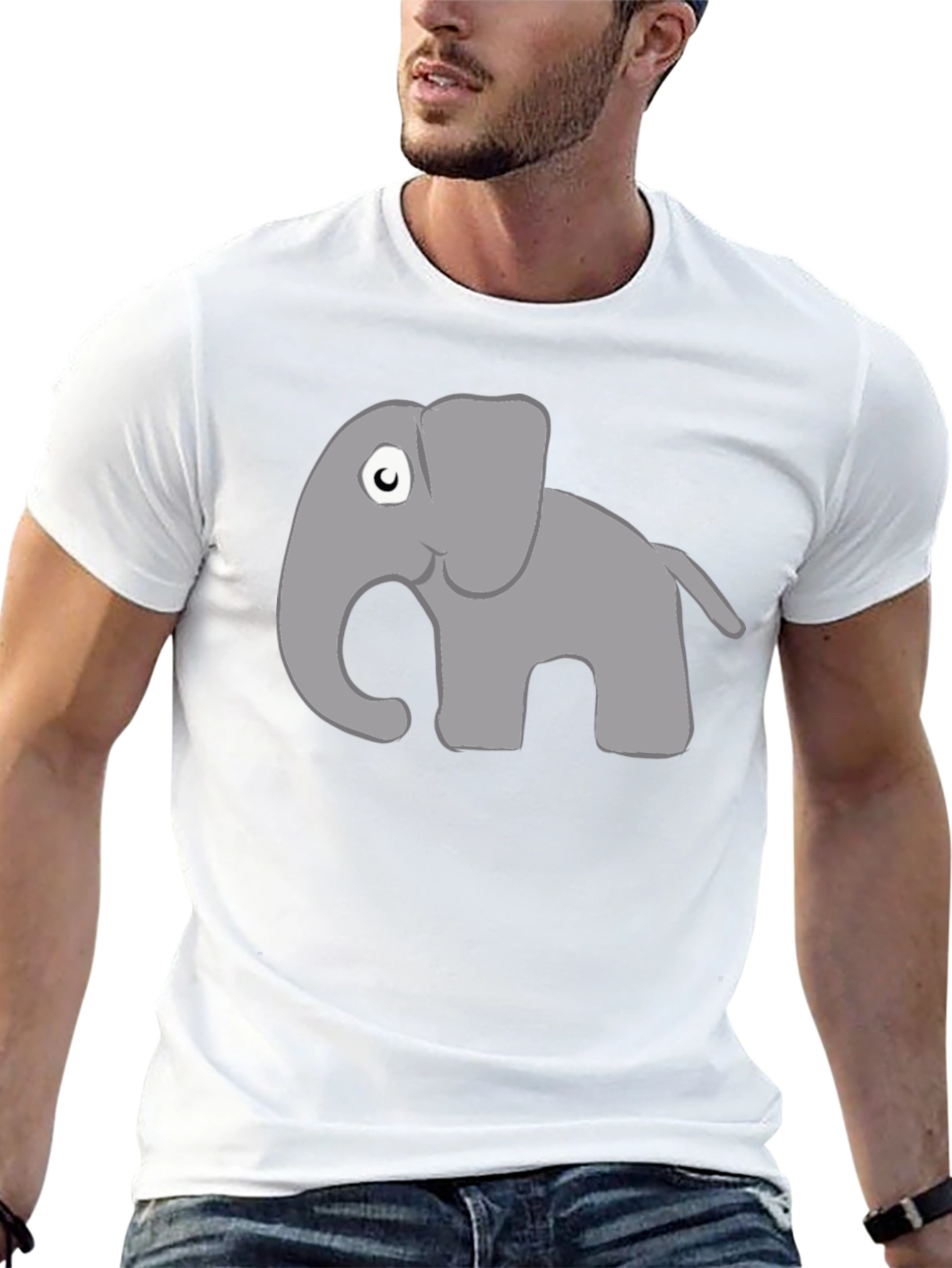 Cute Cartoon Elephant Black T-Shirt