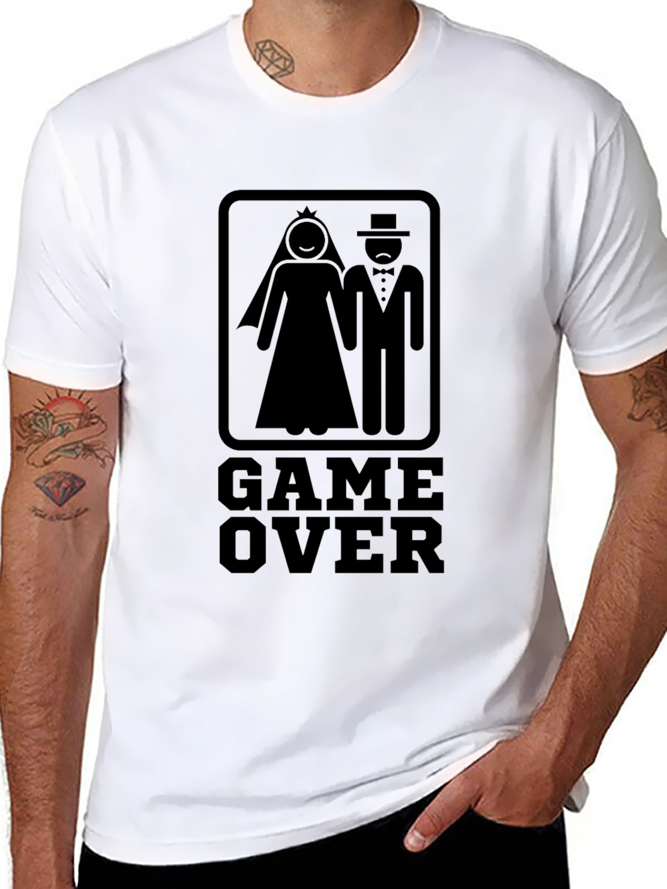 Game Over Wedding T-Shirt - Funny Groom Bride Tee