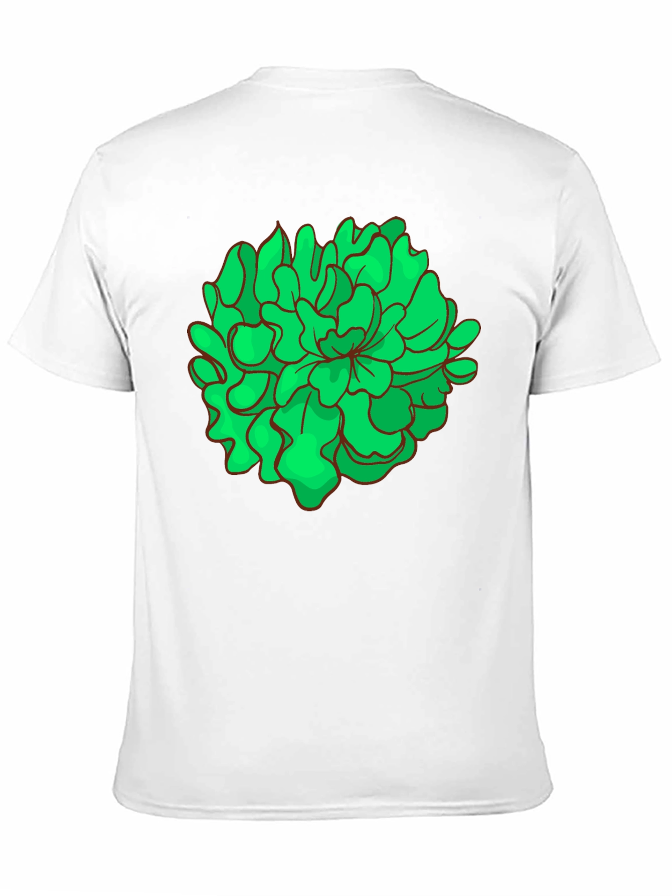 Green Floral Graphic Black T-Shirt