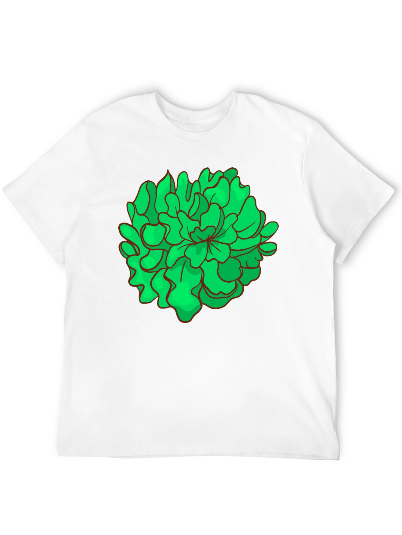 Green Floral Graphic Black T-Shirt