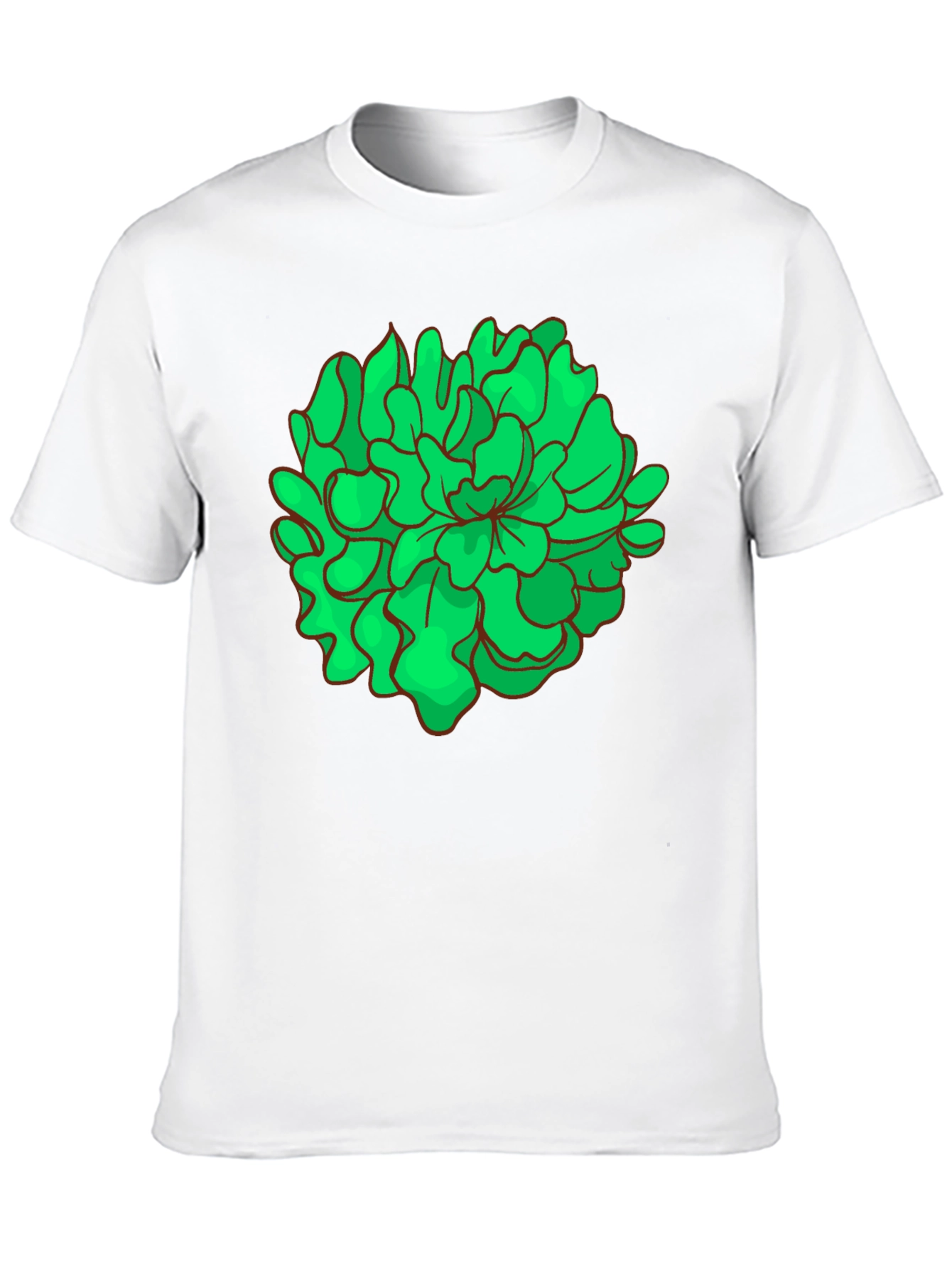 Green Floral Graphic Black T-Shirt