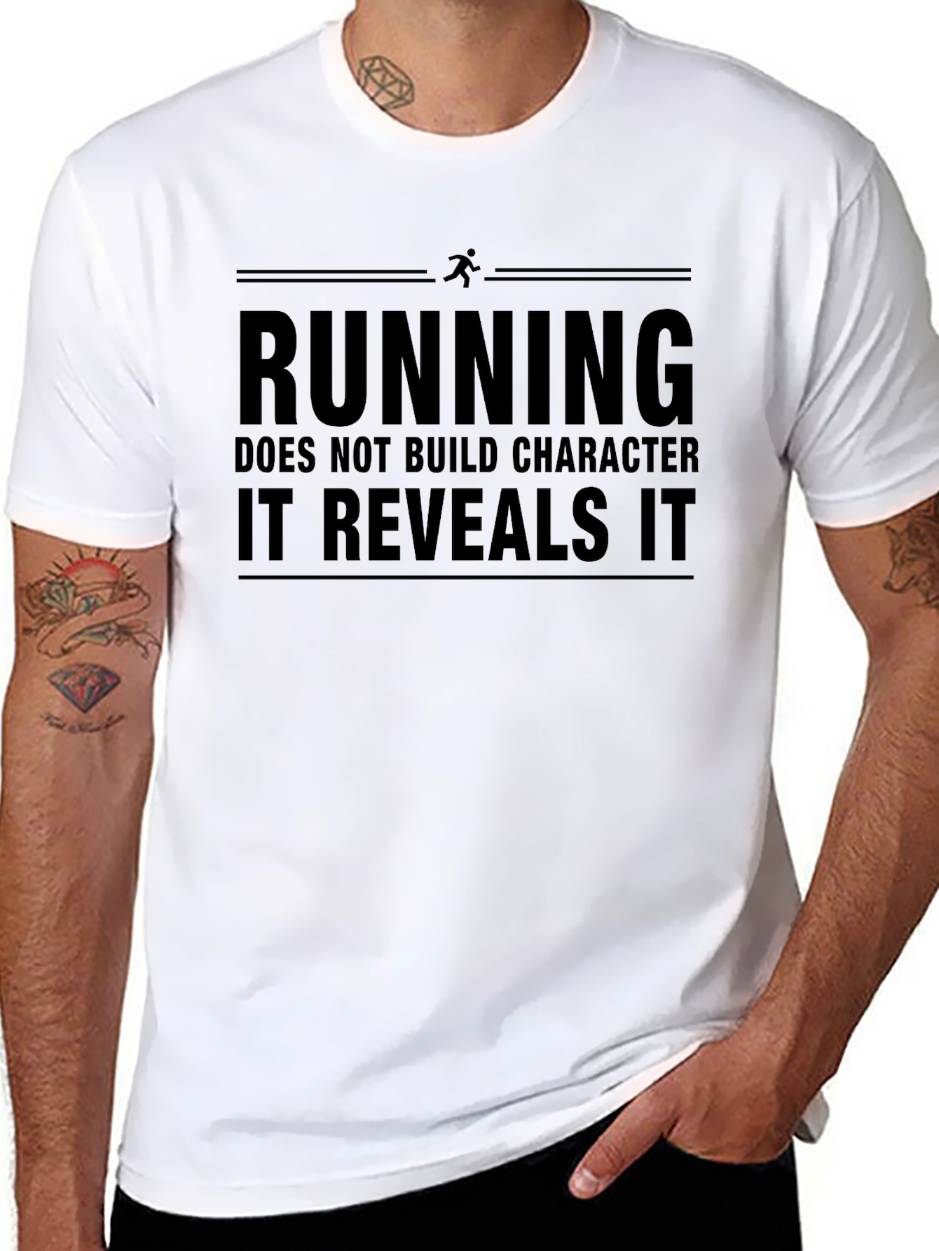 Running Reveals Character Black T-Shirt