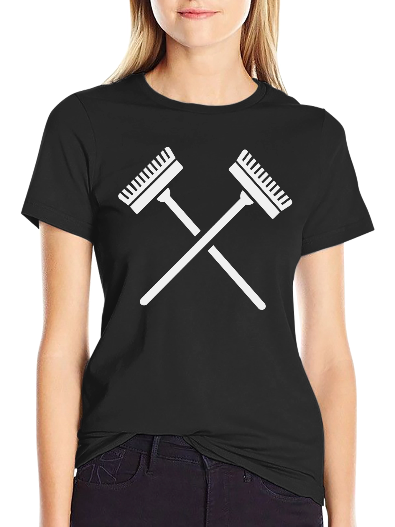 Crossed Rakes Graphic Tee - Black Casual Shirt