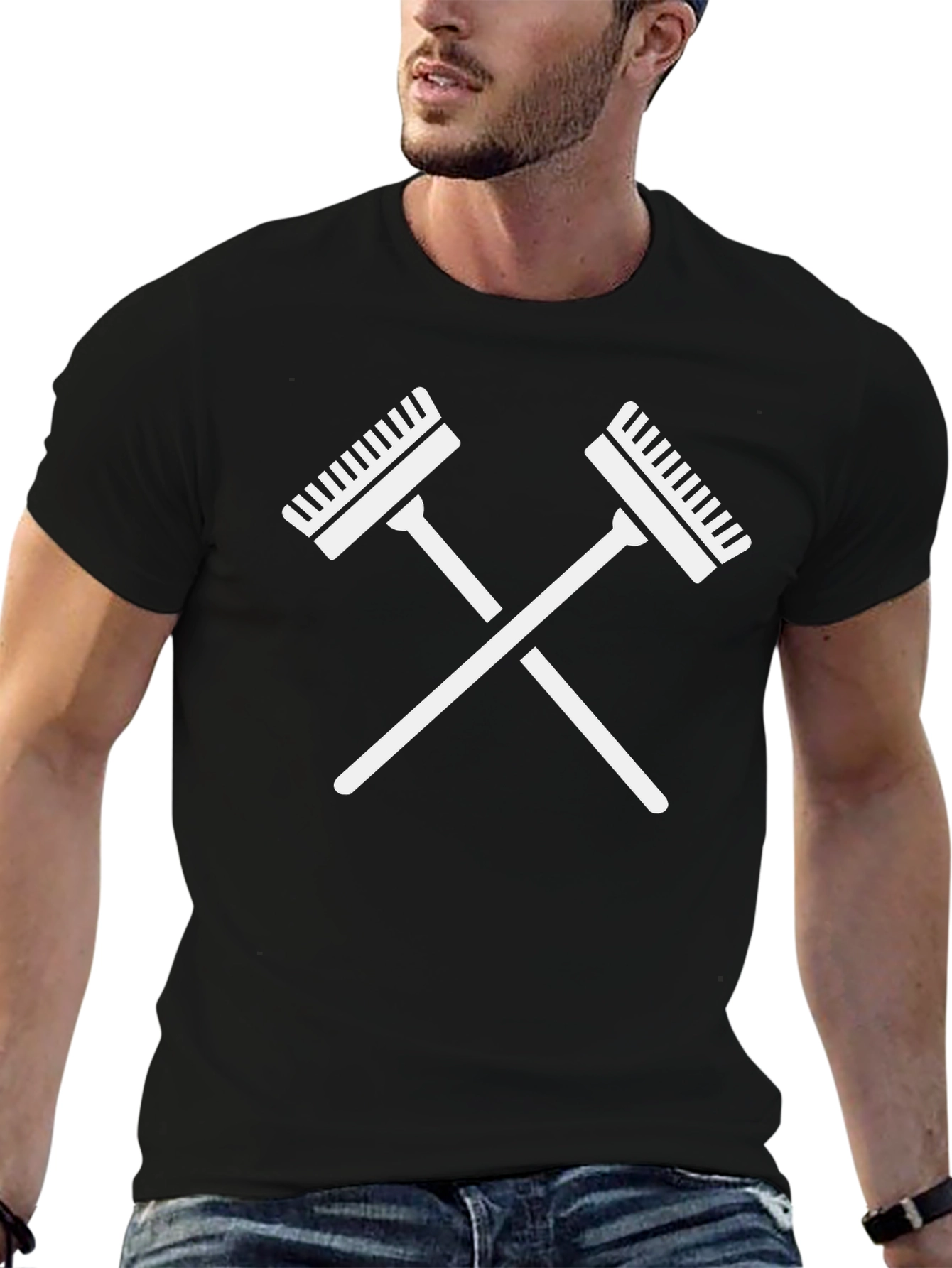 Crossed Rakes Graphic Tee - Black Casual Shirt