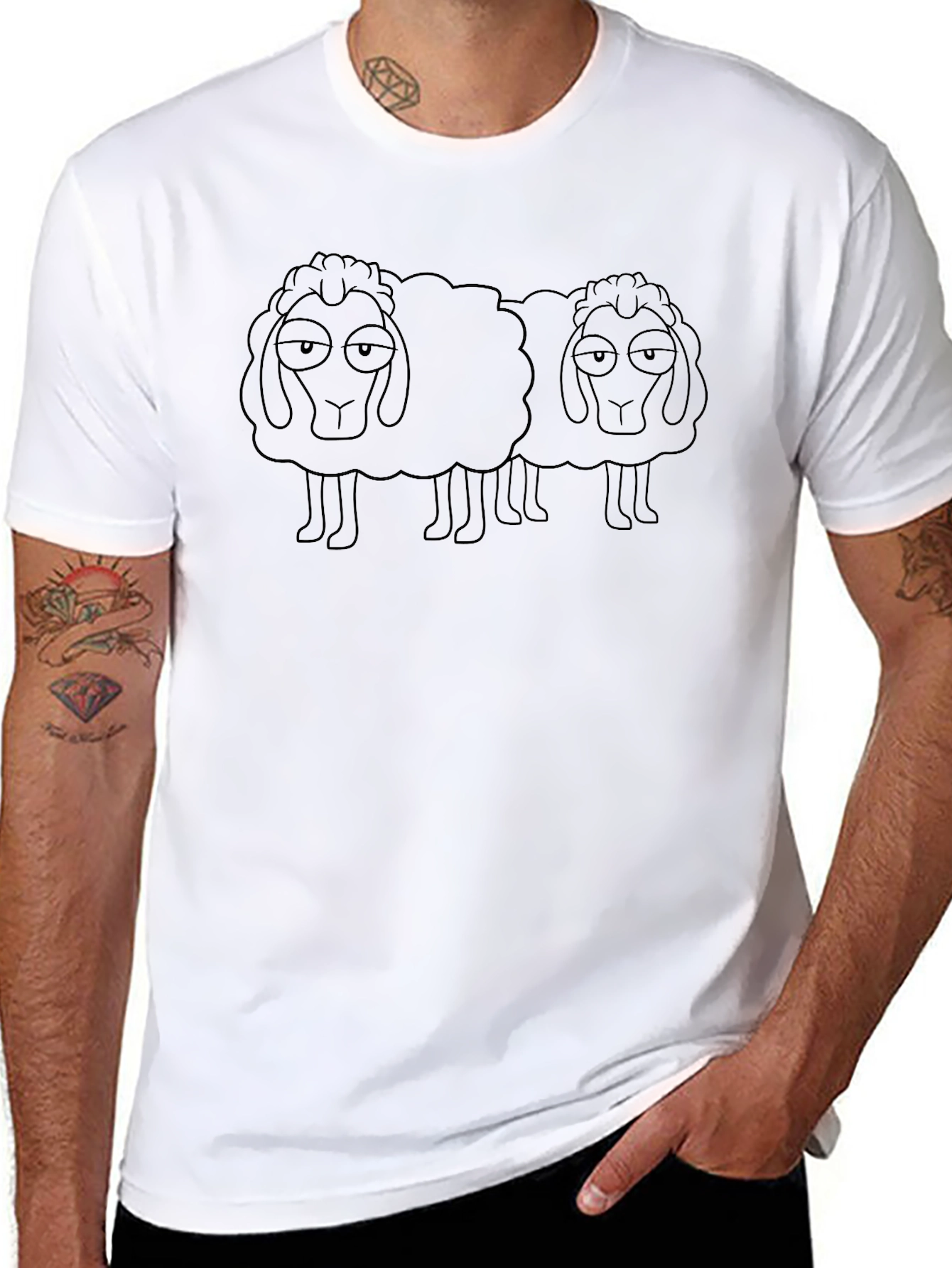 Two Sheep Graphic Tee - Black Cotton Blend