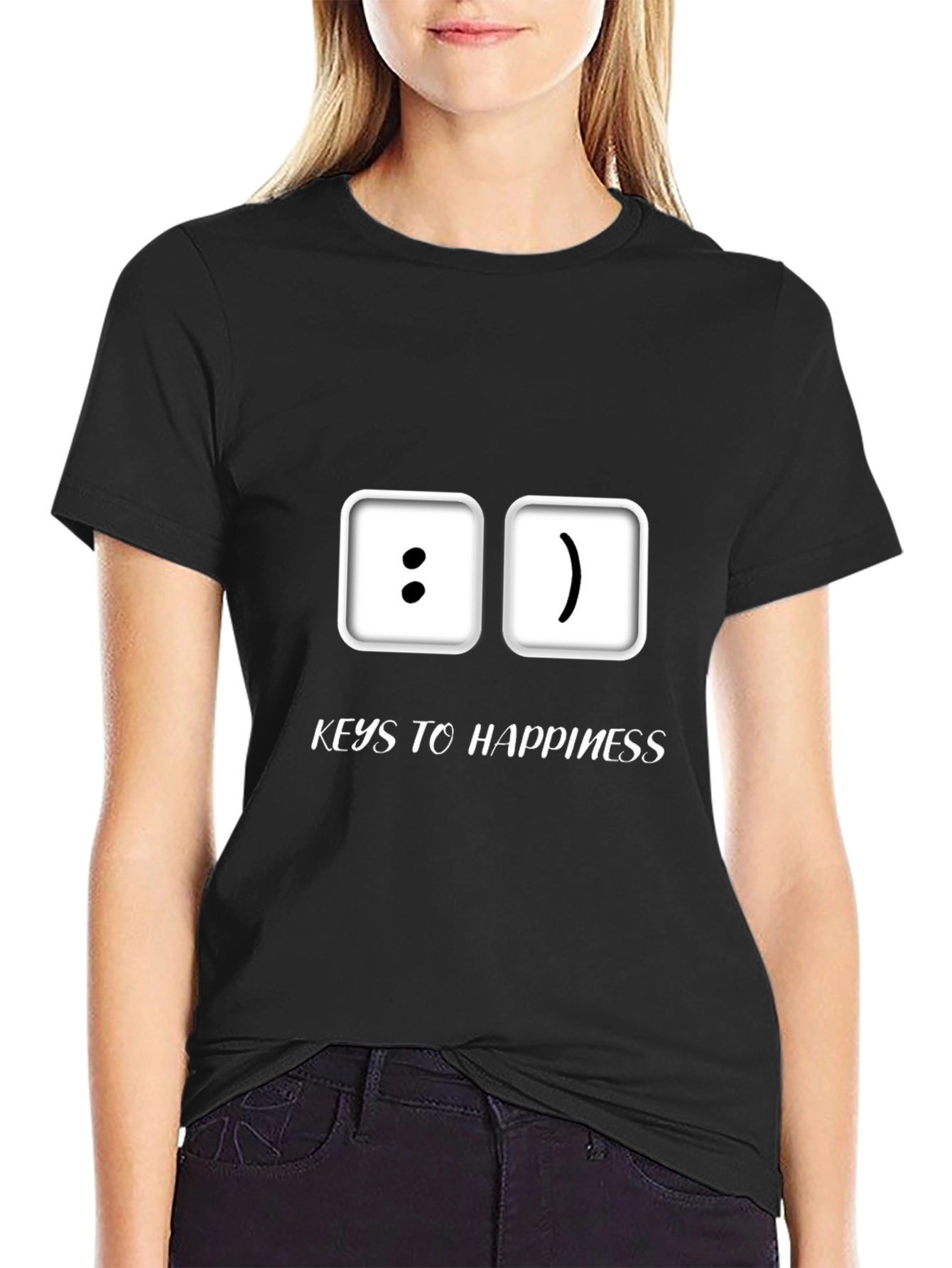 Keys to Happiness T-Shirt - Emoticon Style
