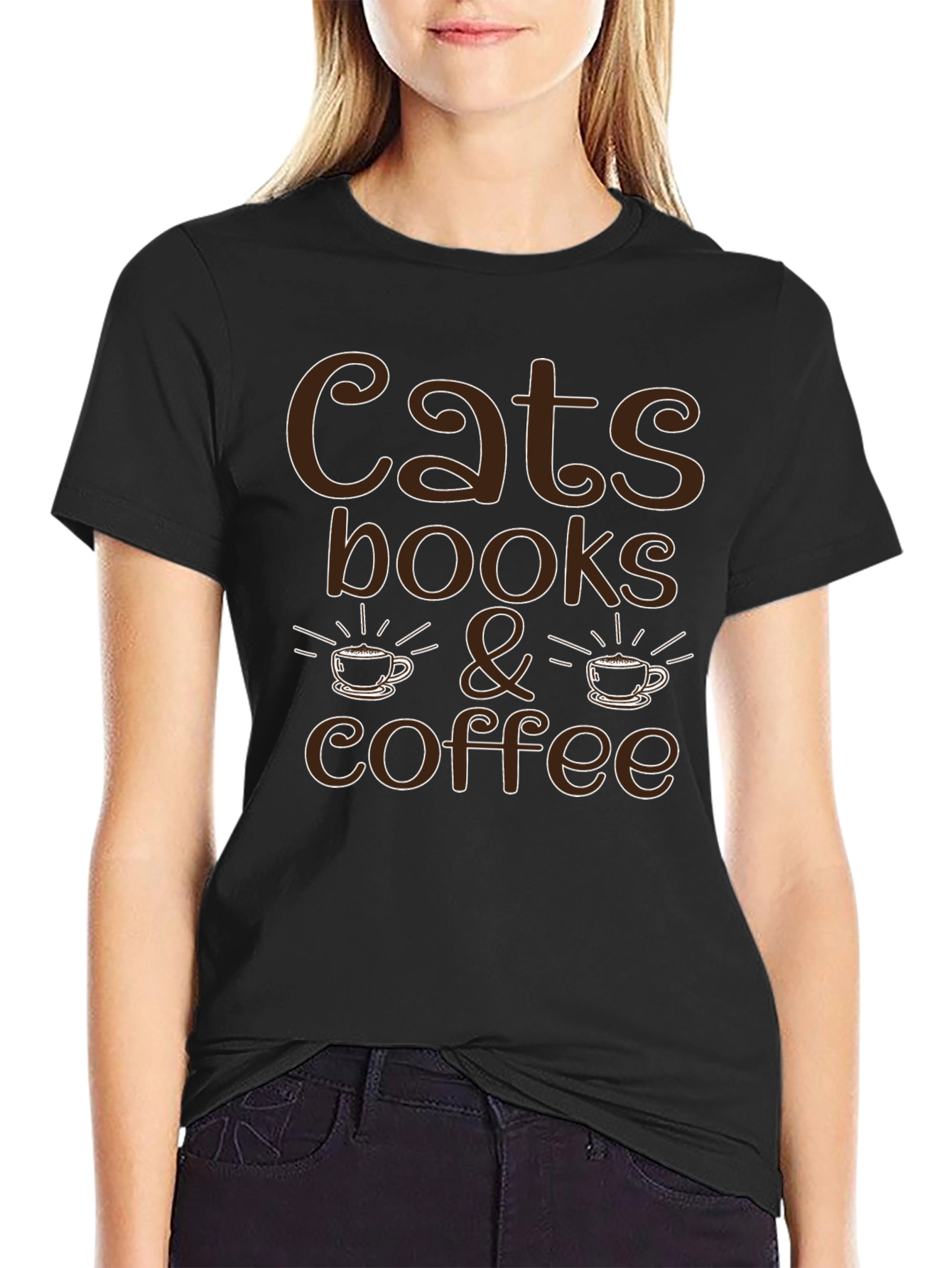Cats Books & Coffee Graphic T-Shirt