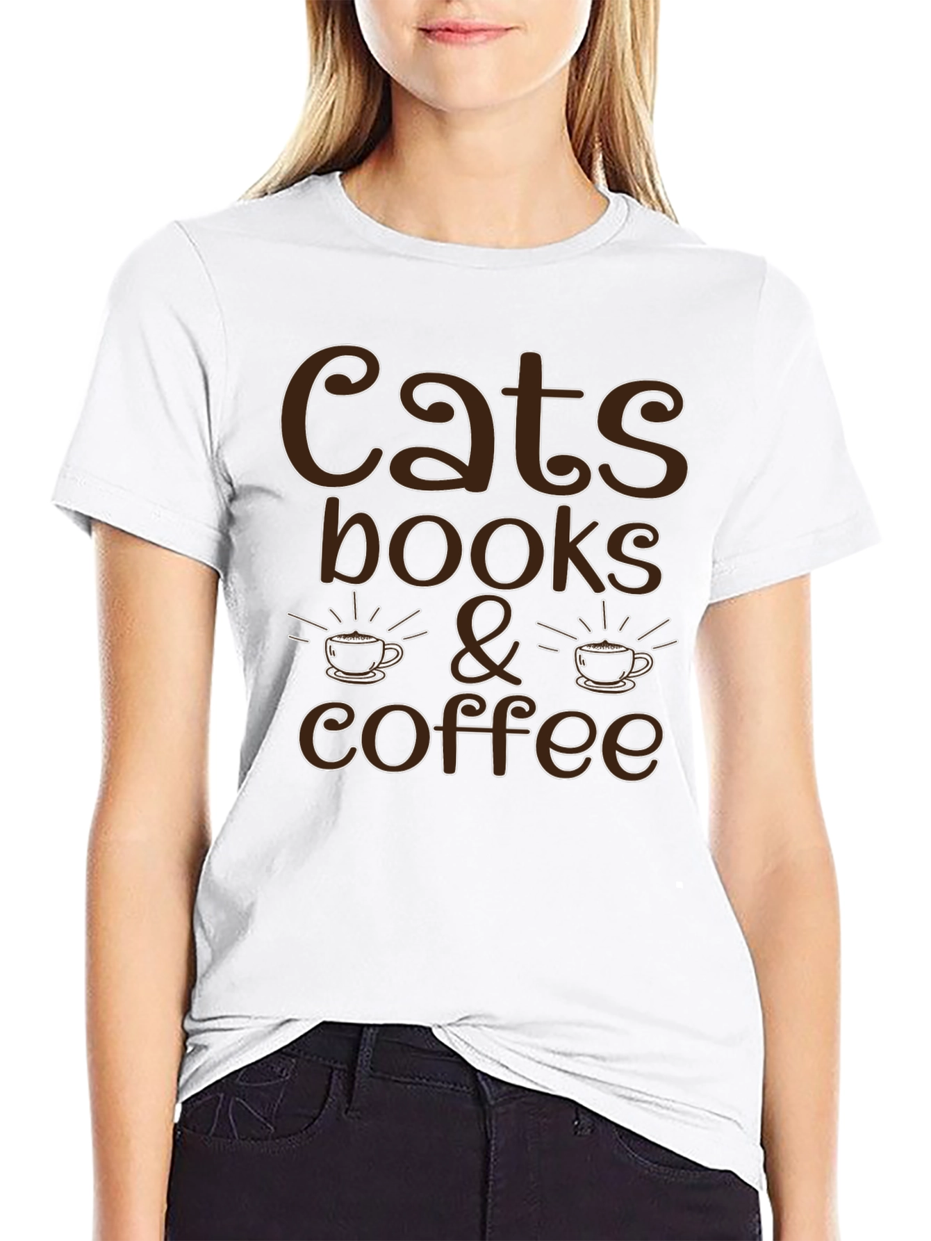 Cats Books & Coffee Graphic T-Shirt