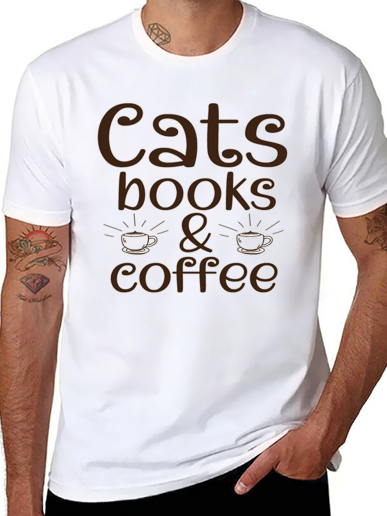 Cats Books & Coffee Graphic T-Shirt