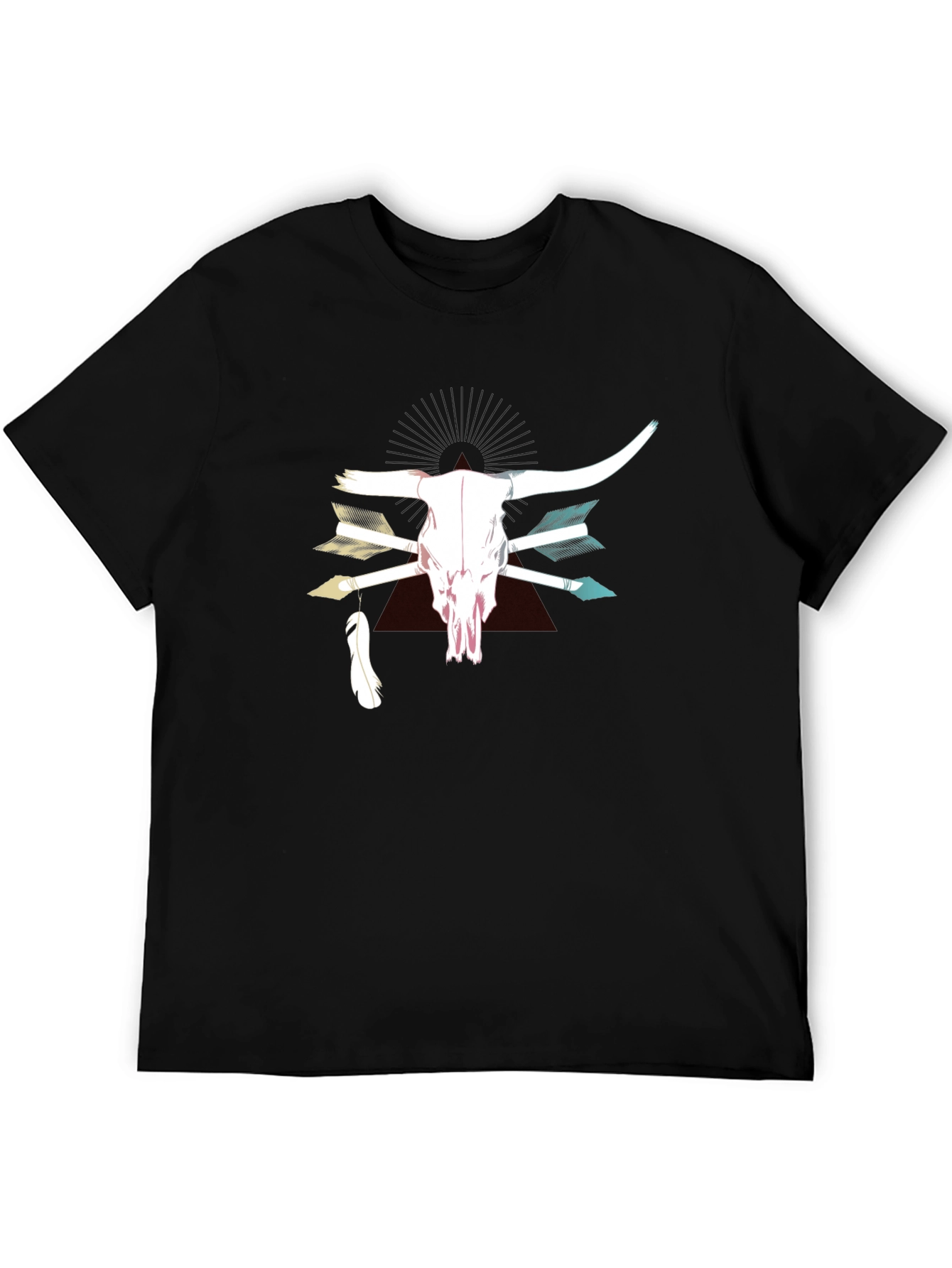 Bull Skull & Arrow Graphic Print T-Shirt