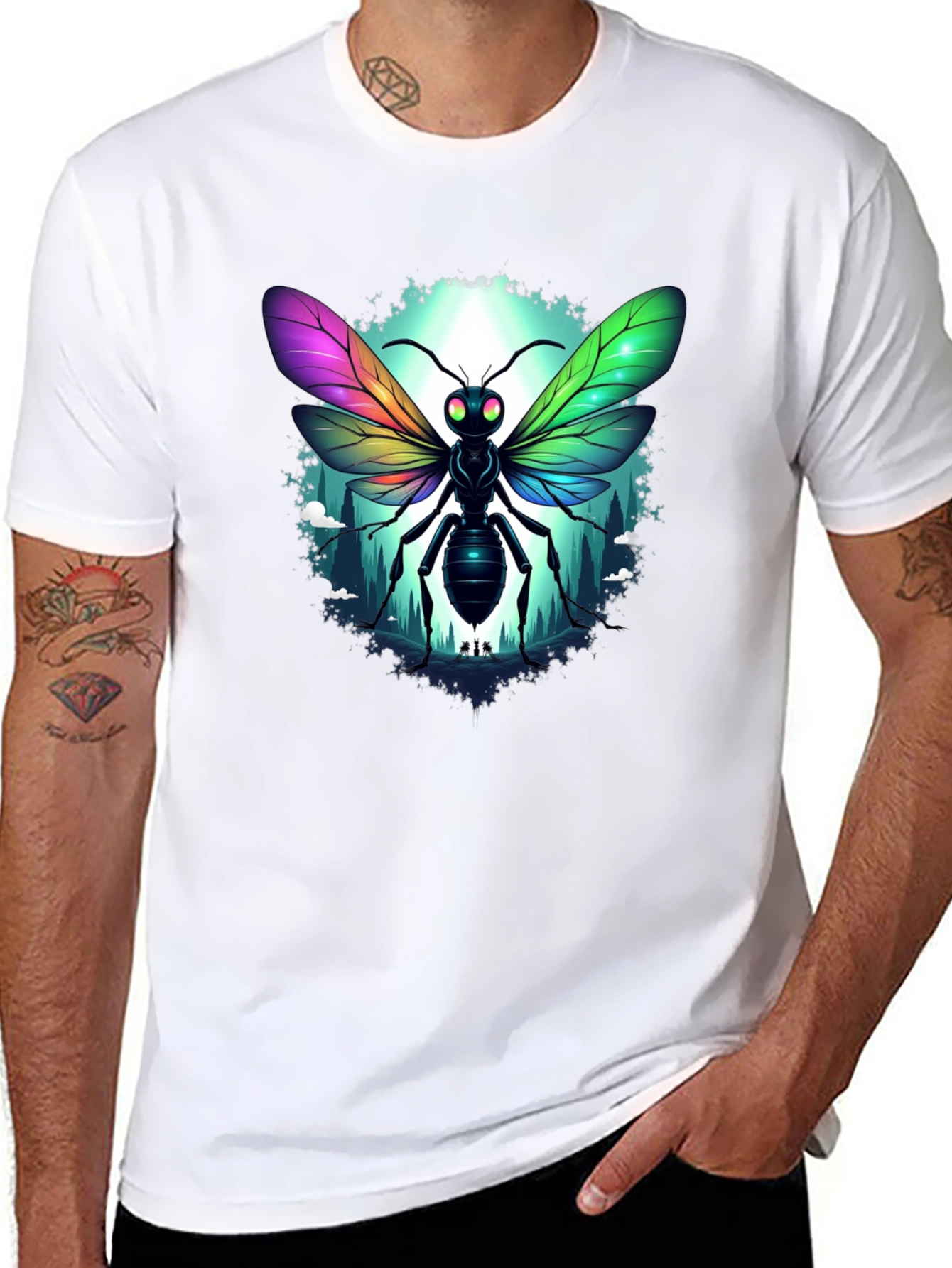 Rainbow Insect Graphic T-Shirt