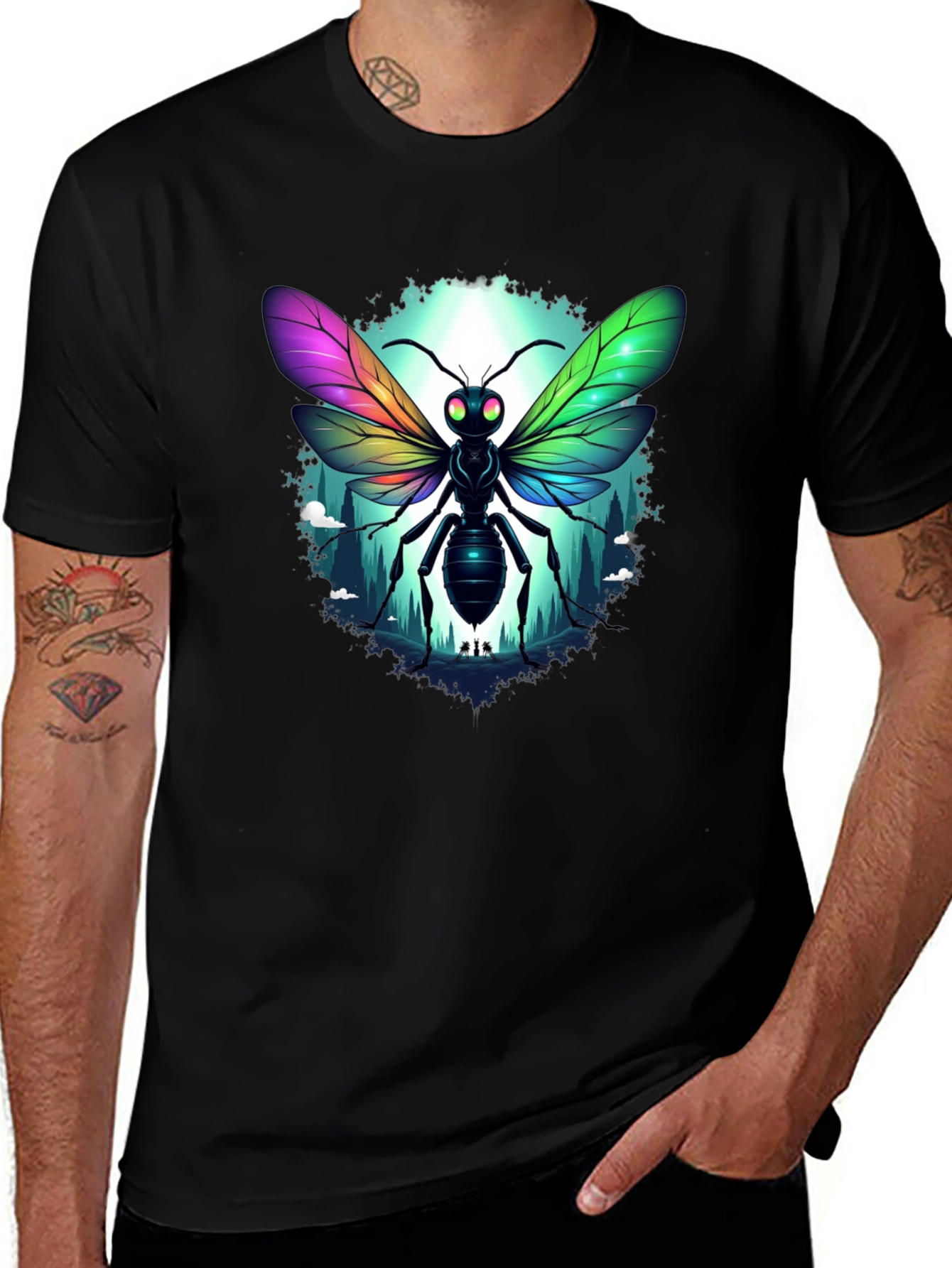 Rainbow Insect Graphic T-Shirt