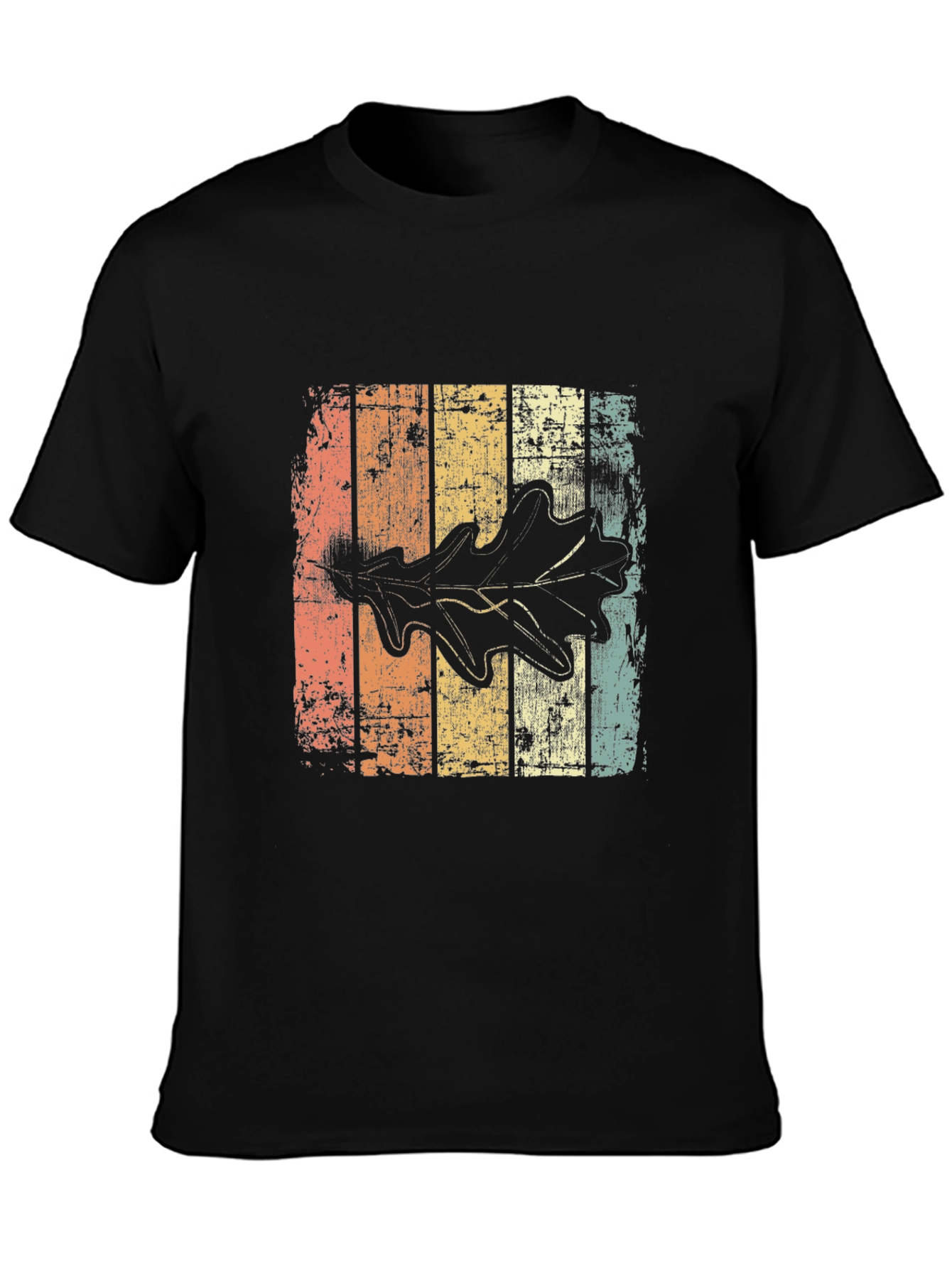 Retro Leaf Graphic Tee - Distressed Design