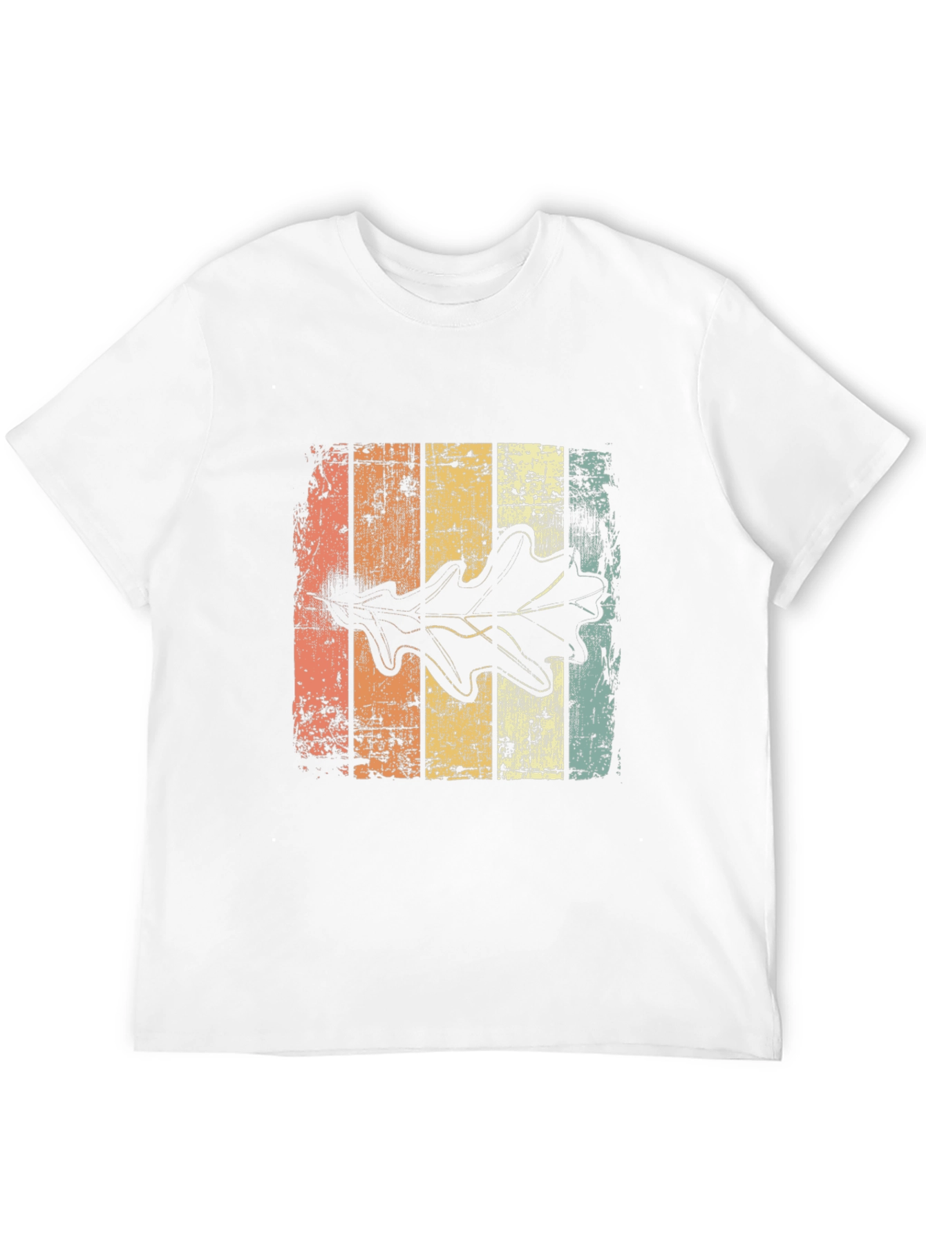 Retro Leaf Graphic Tee - Distressed Design