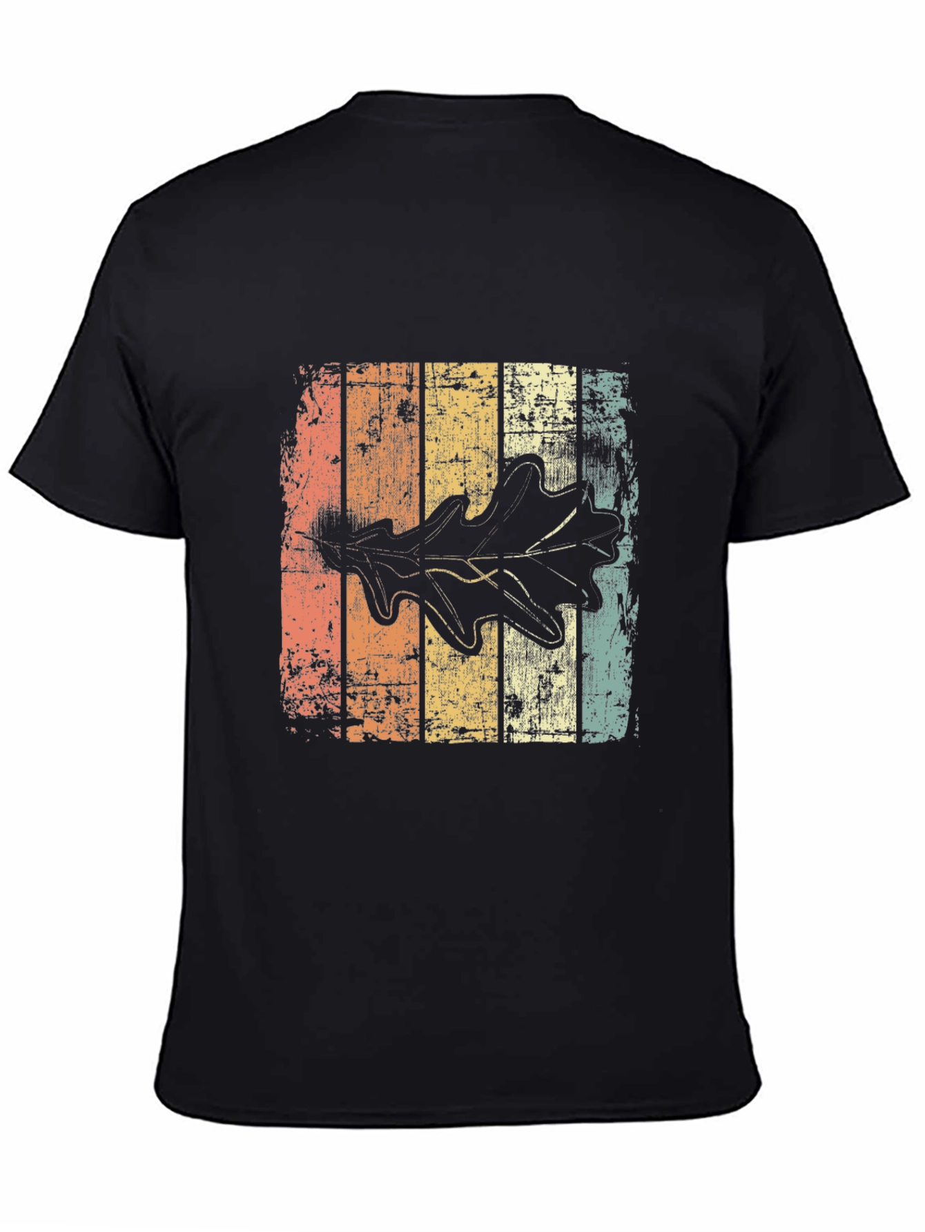 Retro Leaf Graphic Tee - Distressed Design