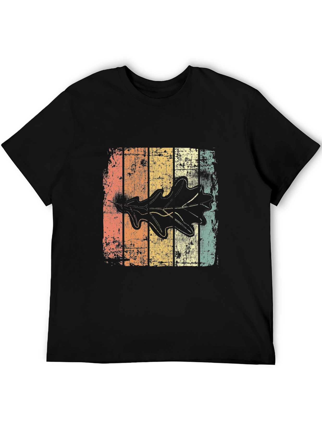 Retro Leaf Graphic Tee - Distressed Design