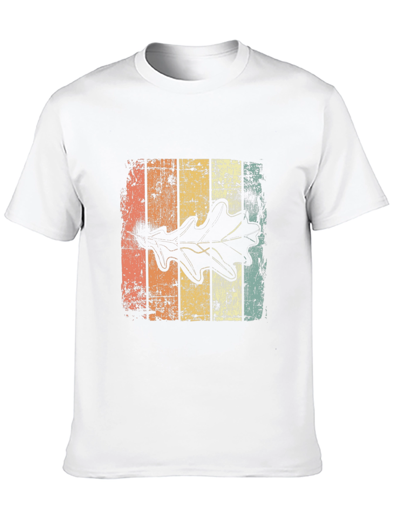 Retro Leaf Graphic Tee - Distressed Design