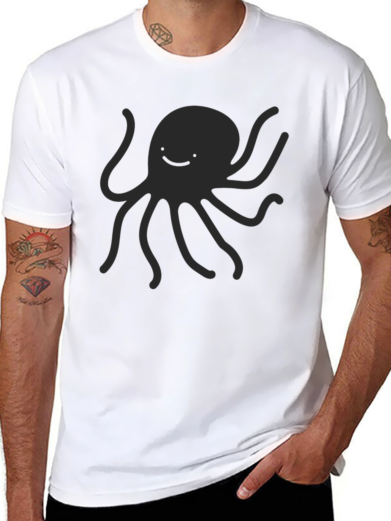 Black Octopus Graphic Tee - Casual Style