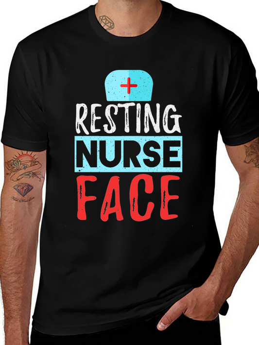 Resting Nurse Face Graphic T-Shirt - Black