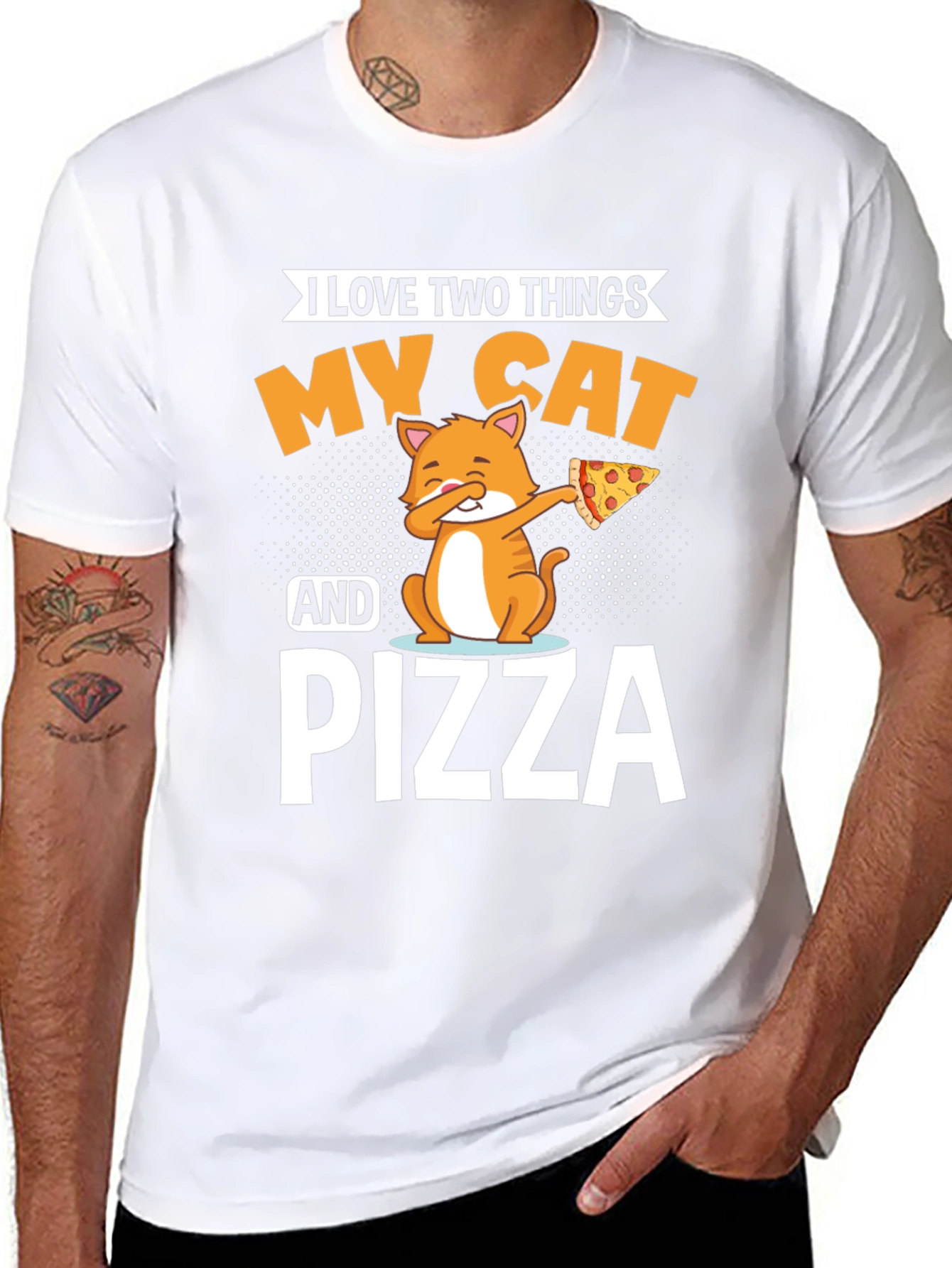 My Cat and Pizza T-Shirt - Funny Novelty Tee