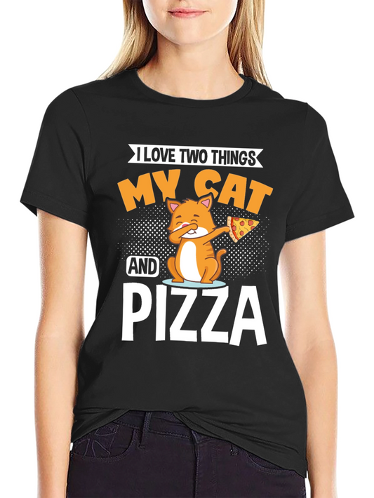 My Cat and Pizza T-Shirt - Funny Novelty Tee