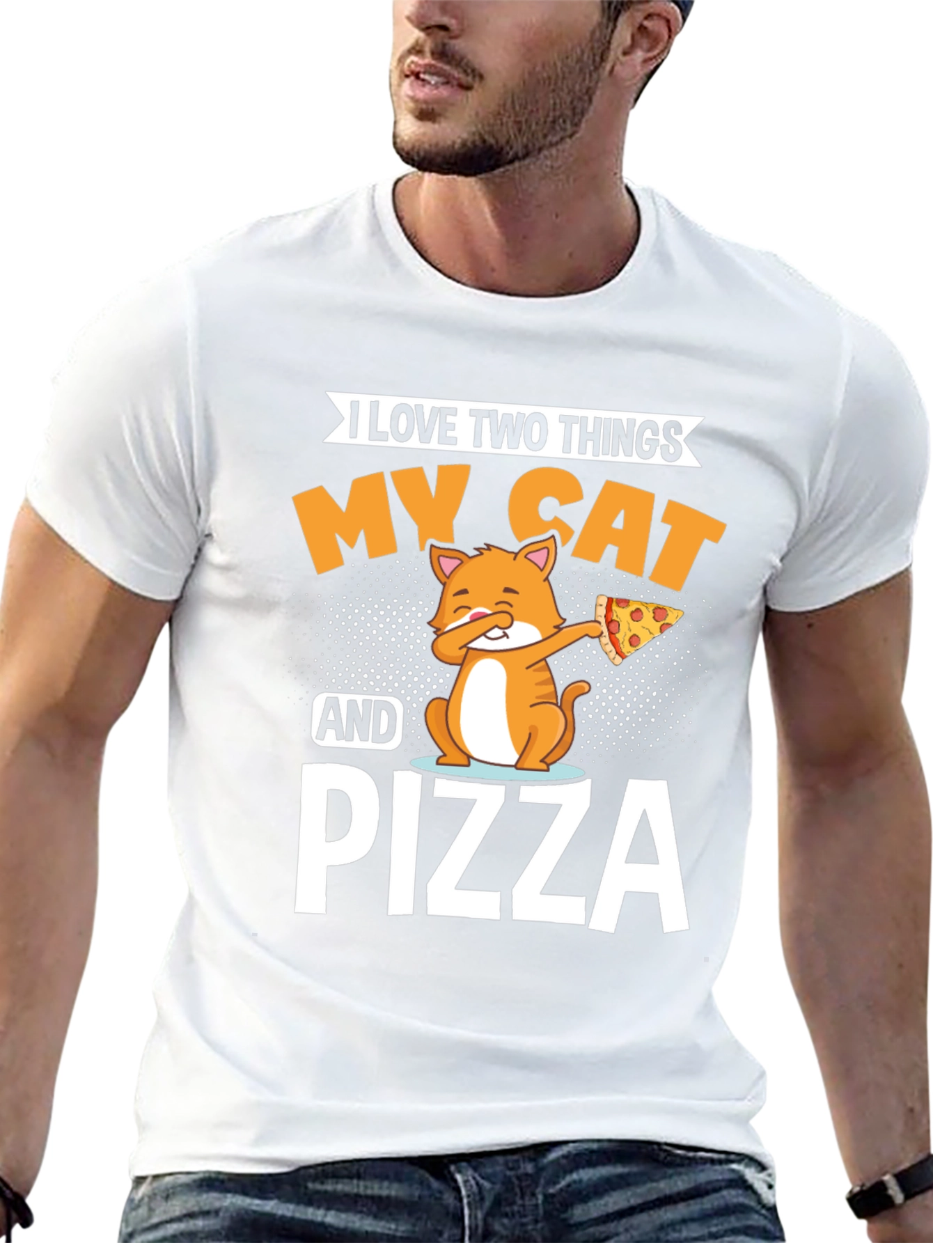 My Cat and Pizza T-Shirt - Funny Novelty Tee
