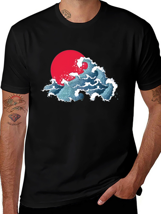 Japanese Wave Graphic T-Shirt - Black