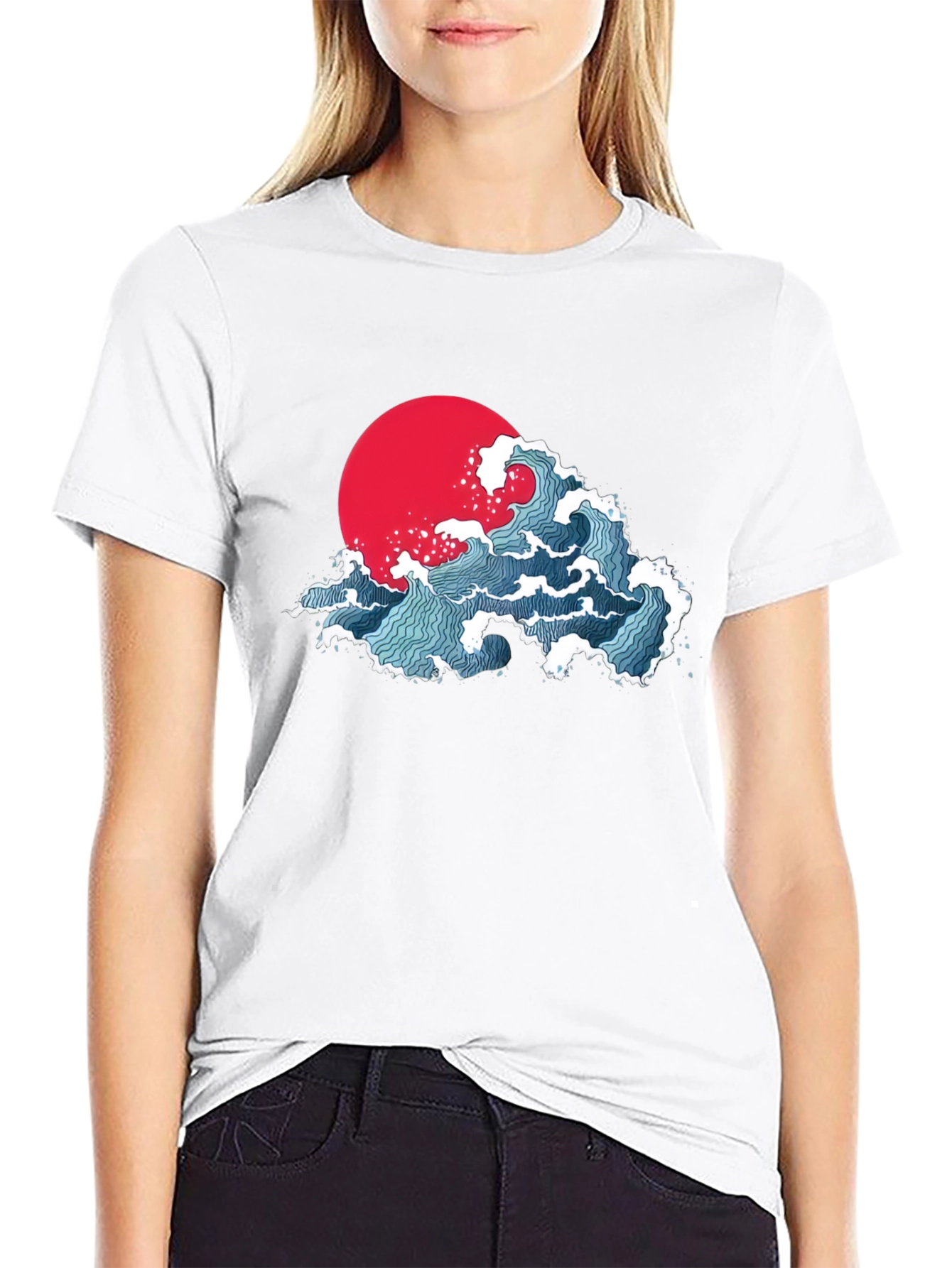 Japanese Wave Graphic T-Shirt - Black