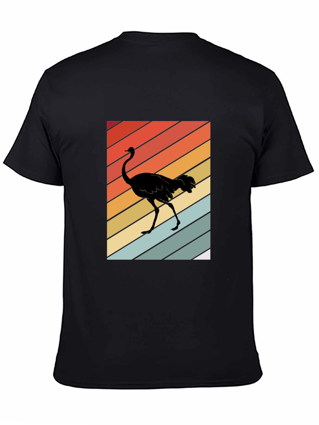 Retro Ostrich Sunset T-Shirt - Unique Graphic Tee