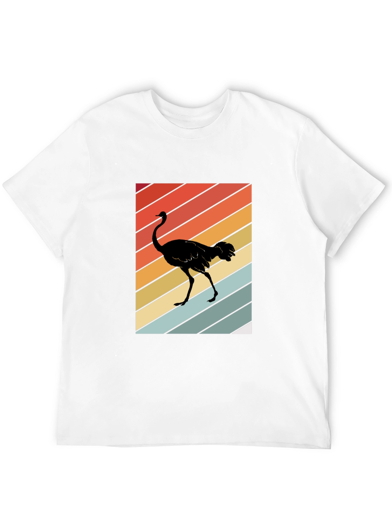 Retro Ostrich Sunset T-Shirt - Unique Graphic Tee