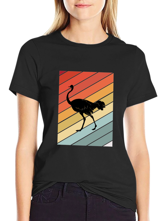 Retro Ostrich Sunset T-Shirt - Unique Graphic Tee