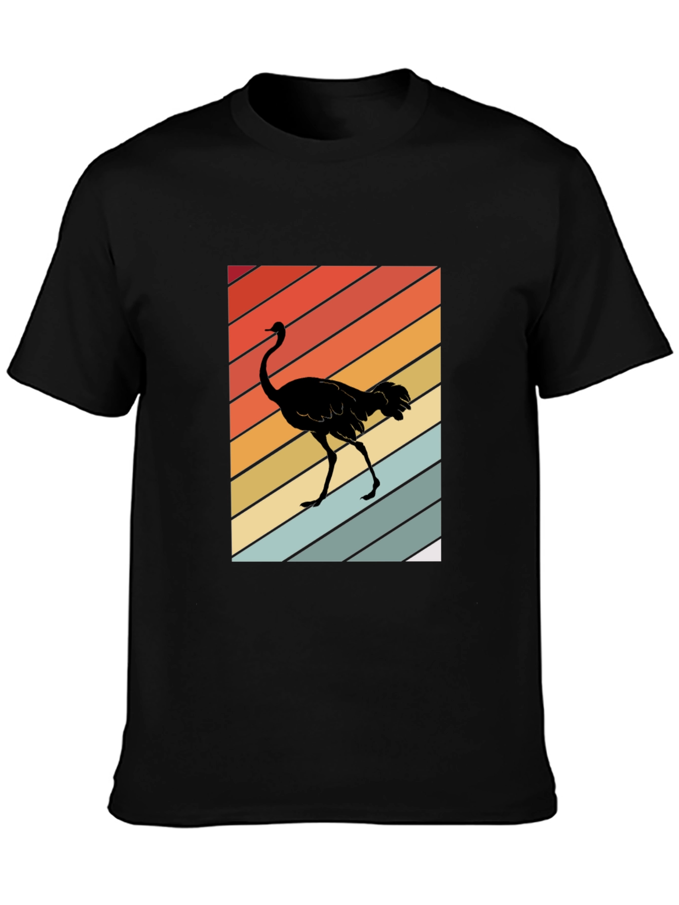Retro Ostrich Sunset T-Shirt - Unique Graphic Tee