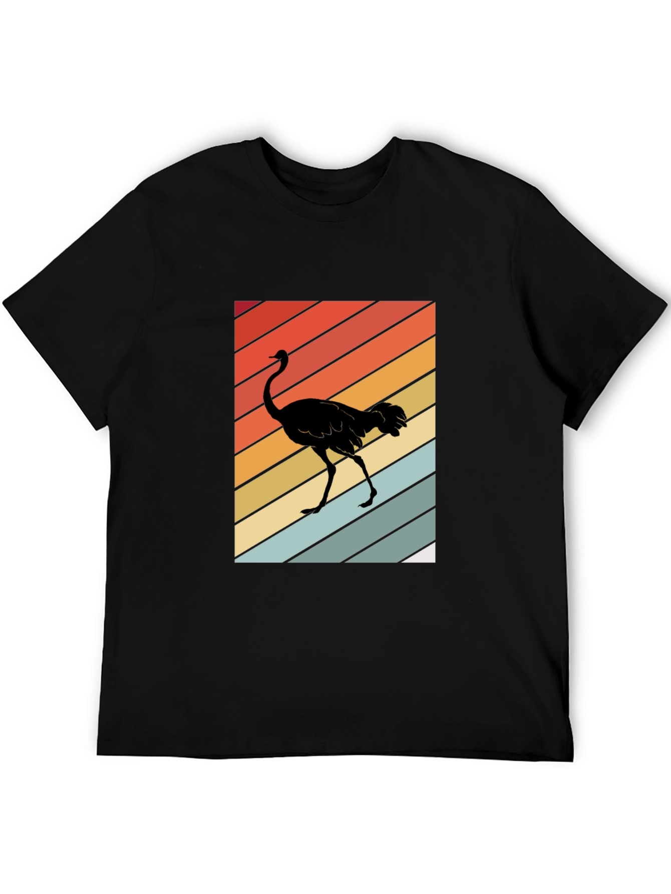 Retro Ostrich Sunset T-Shirt - Unique Graphic Tee