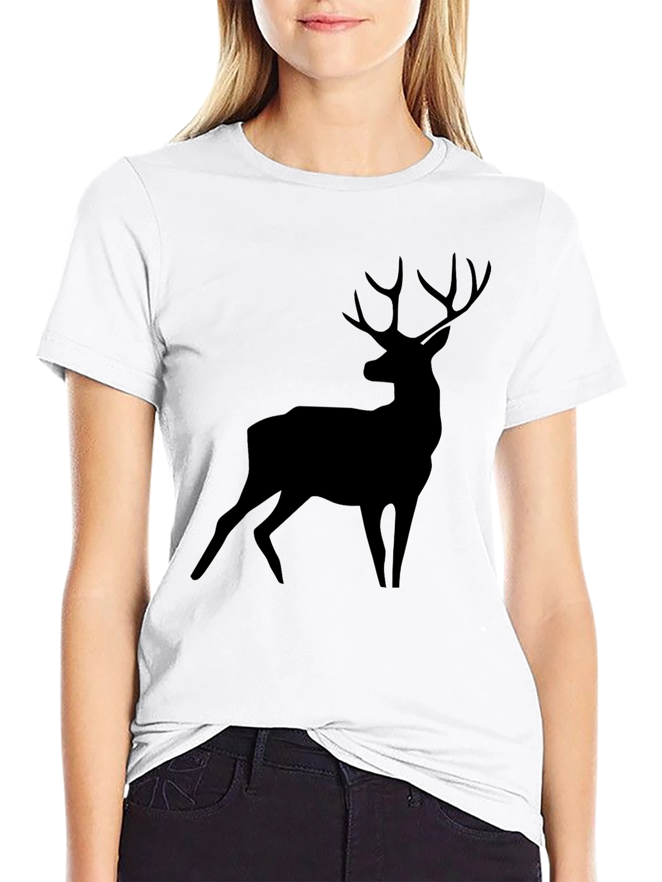 Deer Silhouette Black T-Shirt - Unisex Casual Wear